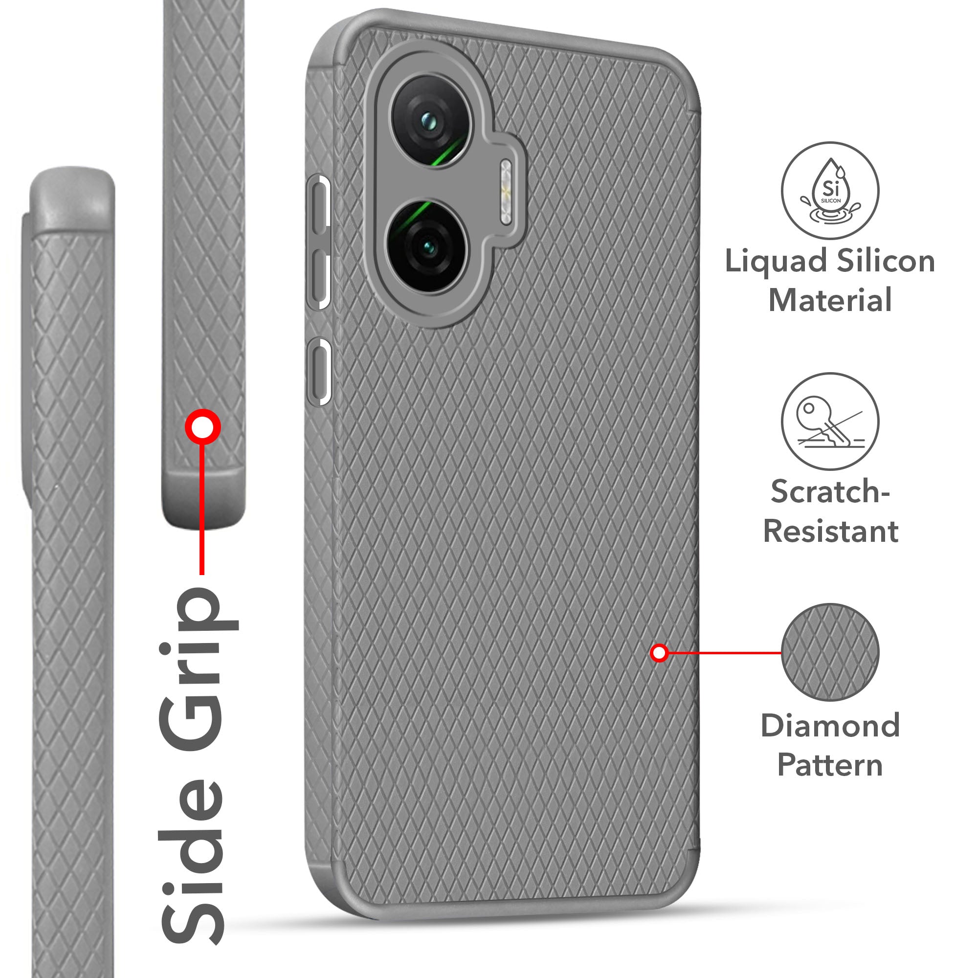 For Xiaomi Poco F7 5G Back Cover Case (Liquid Silicone | Side Grip | Camera Protection)