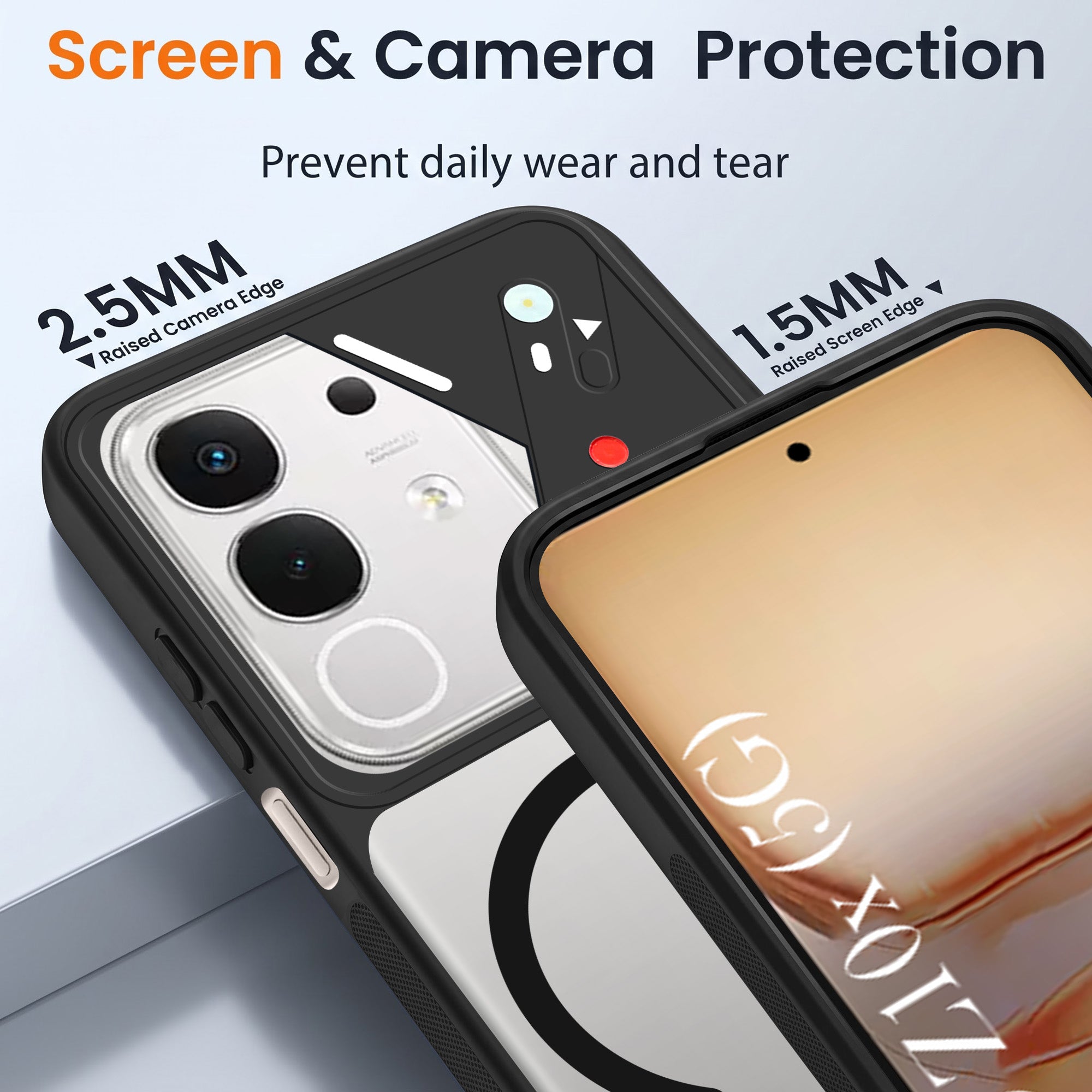 For Vivo iQOO Z10x Back Cover Case Lifetime Anti-Yellow Clear (Camera Protection | Side Grip | Wireless MagSafe Compatible)