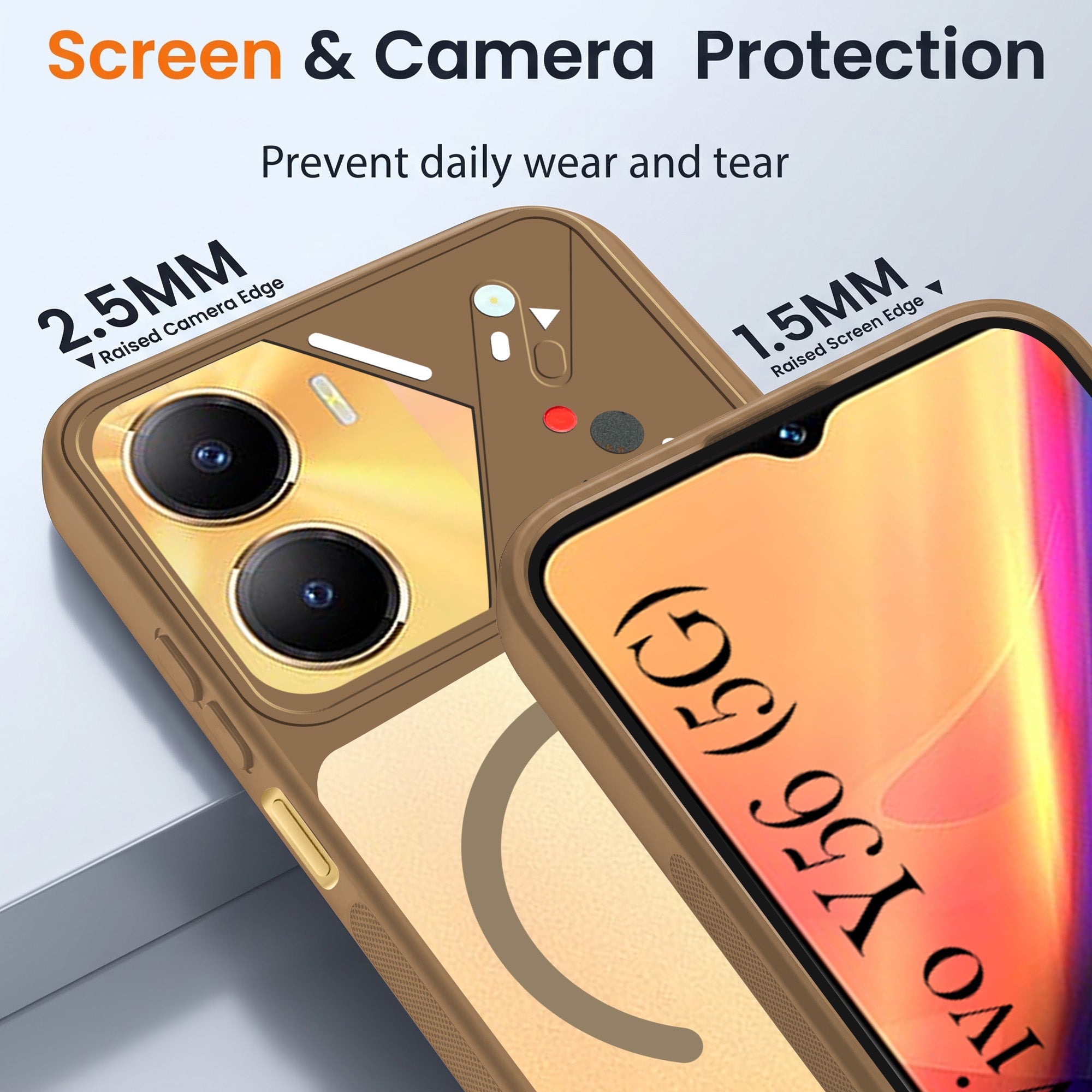 For Vivo Y56 5G Back Cover Case Lifetime Anti-Yellow Clear (Camera Protection | Side Grip | Wireless MagSafe Compatible)