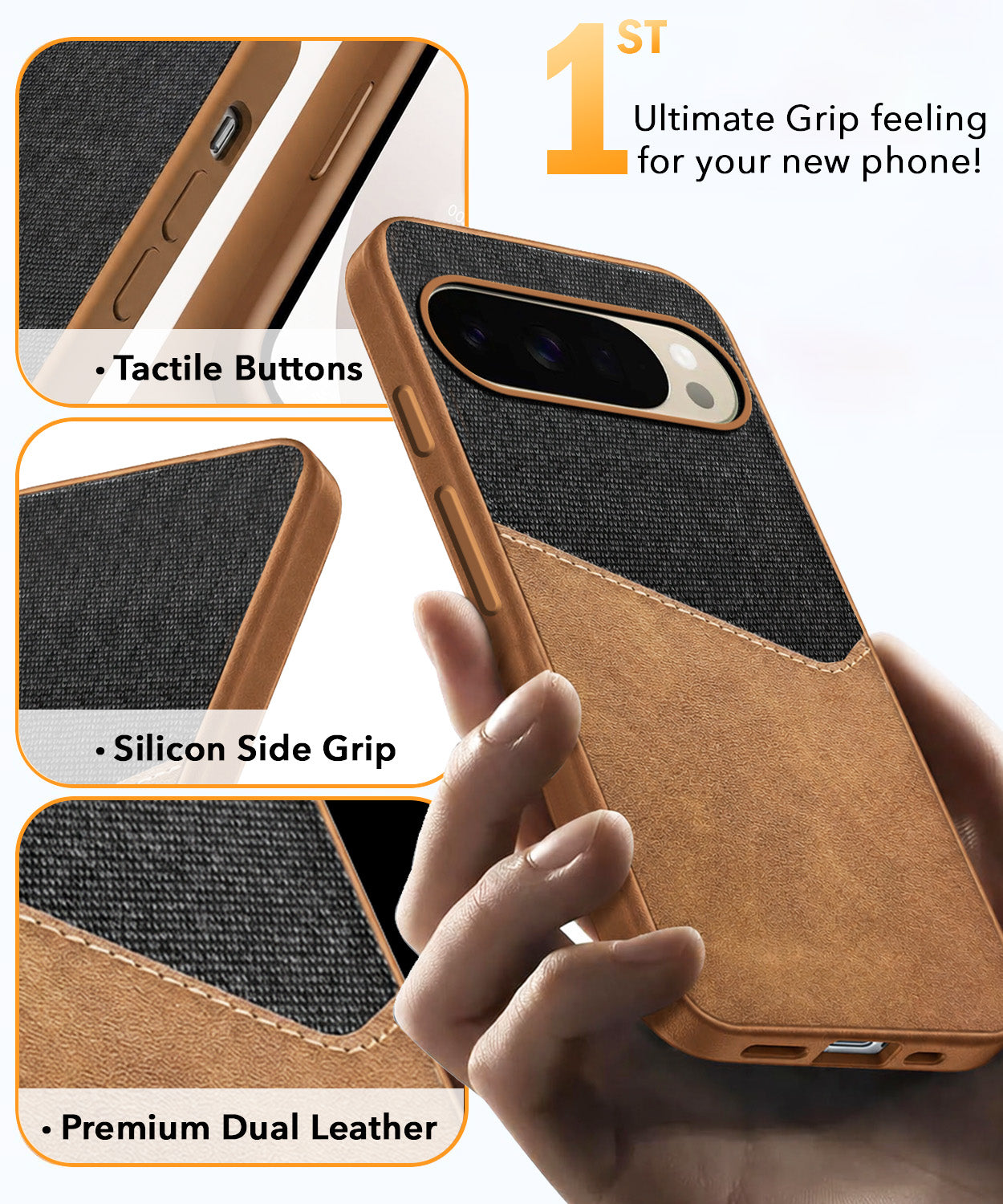 For Google Pixel 10 Pro Back Cover Case (Dual PU Leather Stitch | Professional Minimalist | Soft and Flexible)