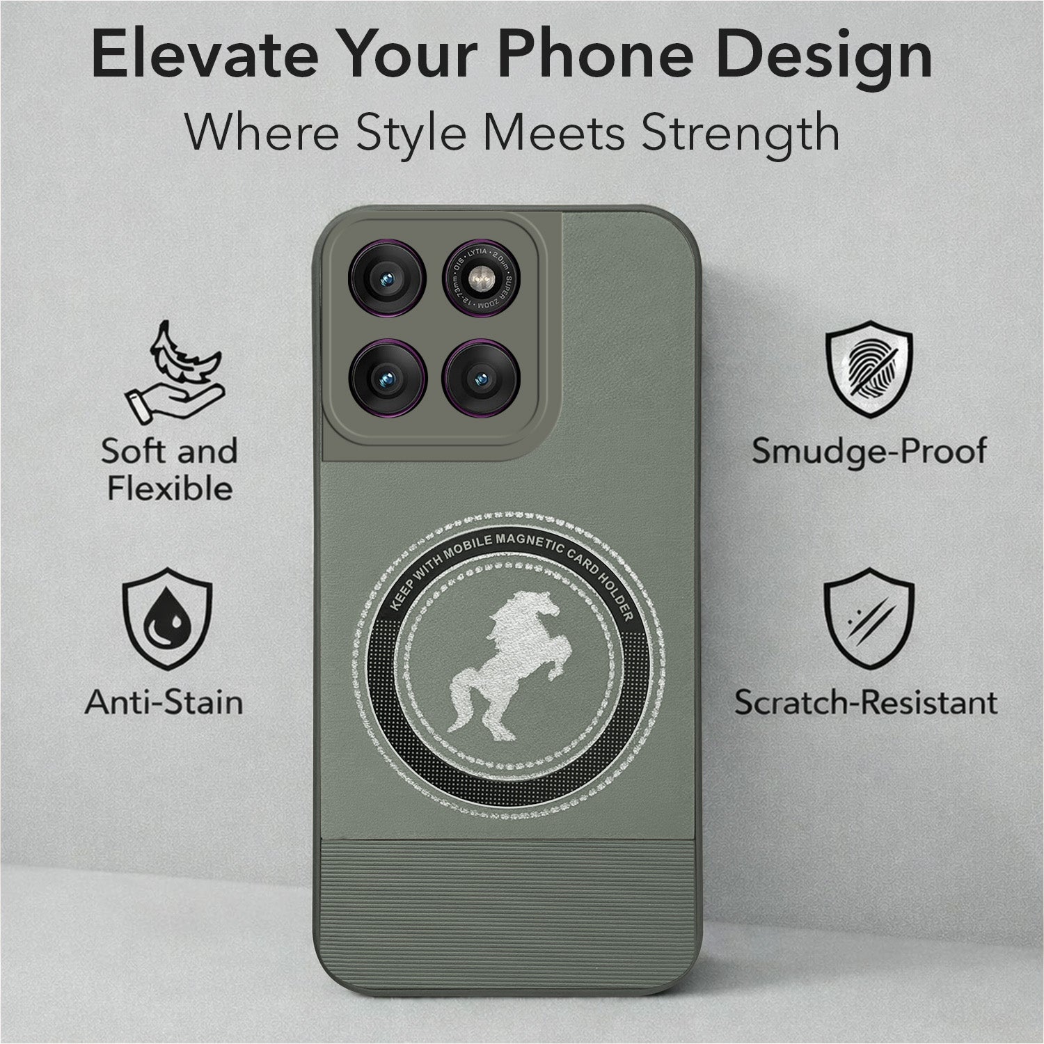 For Motorola Moto Edge 60 Pro Back Cover Case PU Leather Finish (Professional Minimalist Texture | MagSafe Compatile | Camera Protection | Sleek Sober Formal)