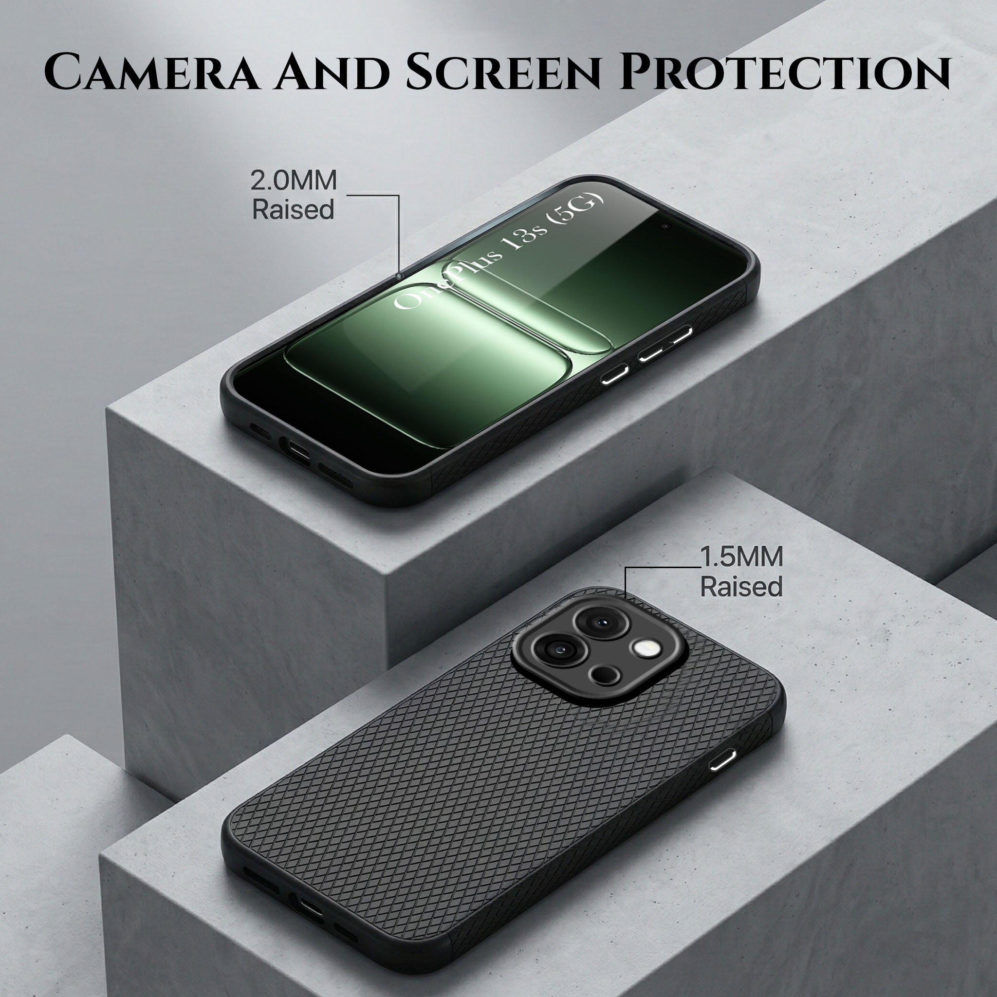 For OnePlus 13S Combo with Back Cover and 9H Tempered Glass (Lifetime Anti-Yellow | Crystal Clear Shockproof | Oleophobic Coating Screen Glass)