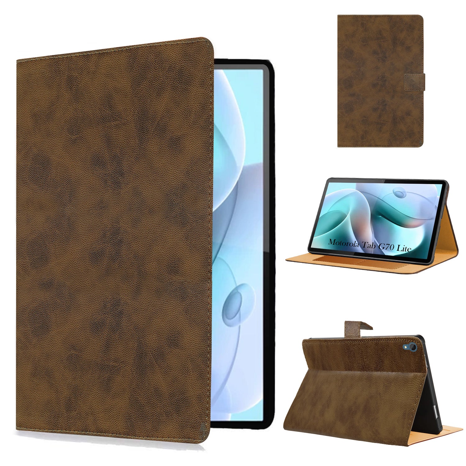 For Motorola Moto Tab G70 Lite 11 Inch Flip Cover Folio Cover (PU Leather | Multi-Angle Smart Stand | Card Storage Slots | Silicone Back Pouch)
