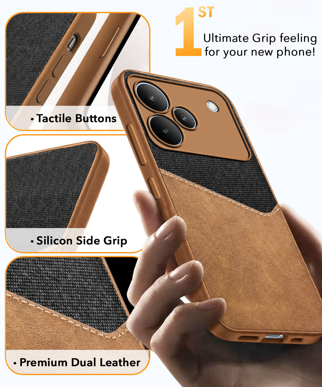 For Realme P4 Back Cover Case (Dual PU Leather Stitch | Professional Minimalist | Soft and Flexible)