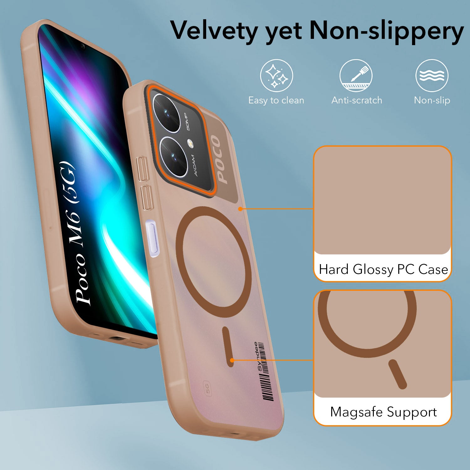 For Poco M6 5G Back Cover Case (Soft Touch | Camera Bump Protection | MagSafe Compatible | Matte Finish)