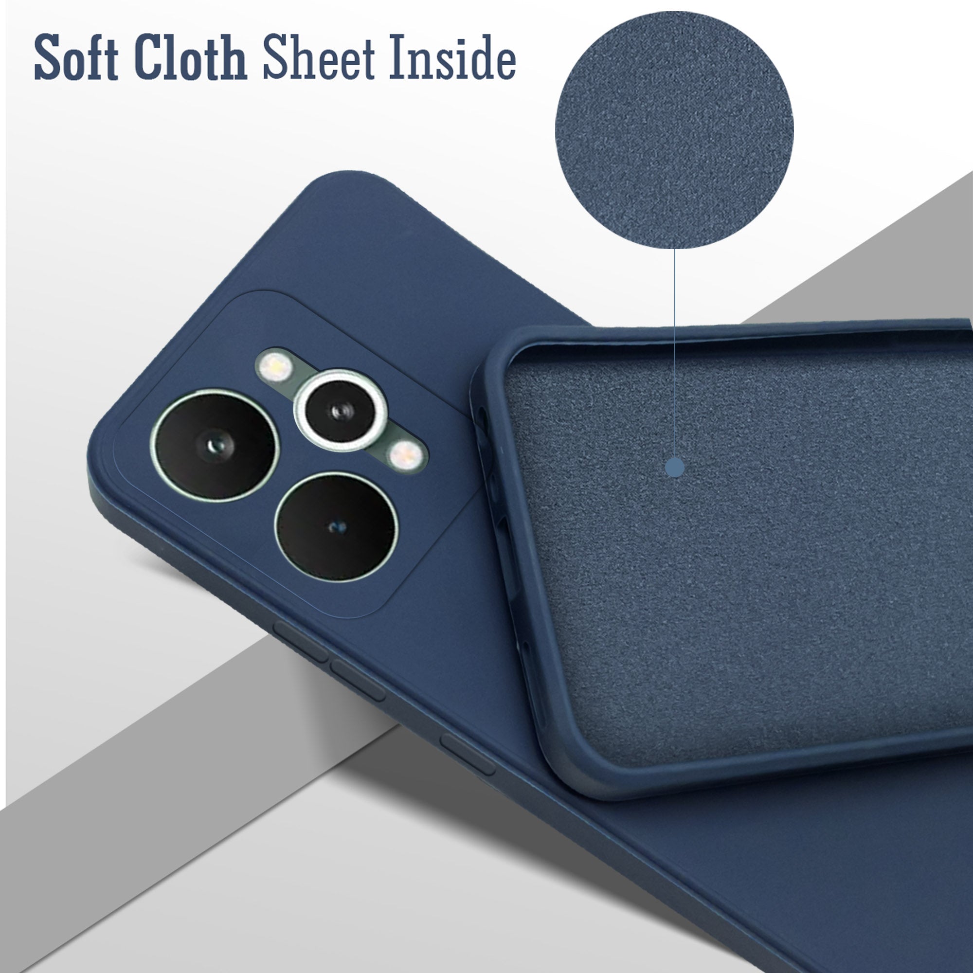 For Realme 15 Back Cover Case (Matte Finish Silicone with Inside Fiber cloth)