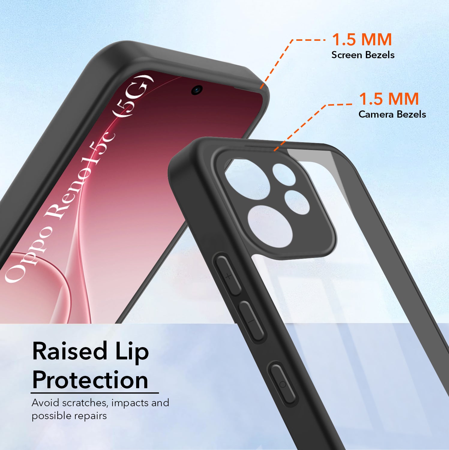 For Oppo Reno 15c (Combo with Back Cover and 9H Tempered Glass (Lifetime Anti-Yellow | Crystal Clear Shockproof | Oleophobic Coating Screen Glass)