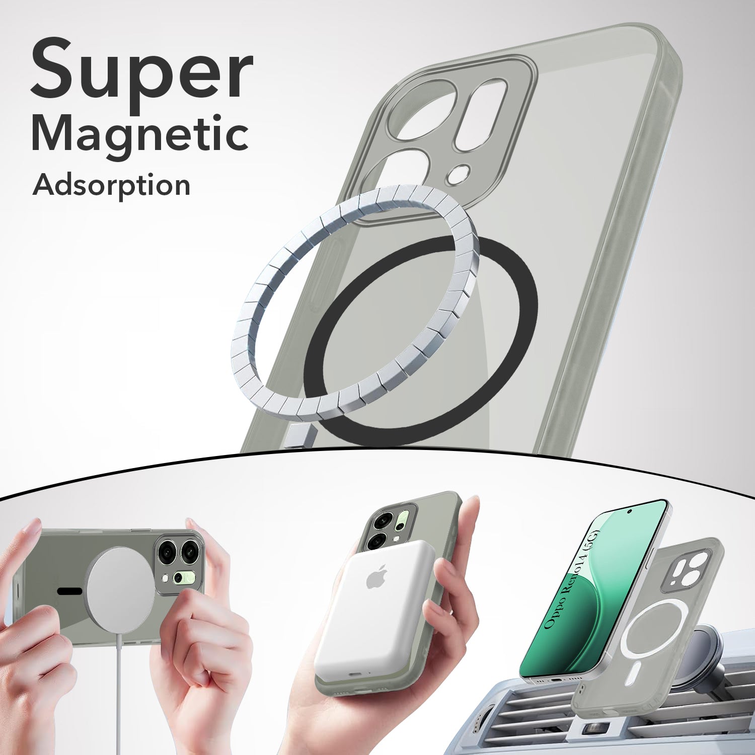 For Oppo Reno14 5G | Oppo Reno 14 5G Back Cover Case Lifetime Anti-Yellow MagSafe Compatible Clear (Sleek Hard Crystal | Shockproof and Camera Protection)