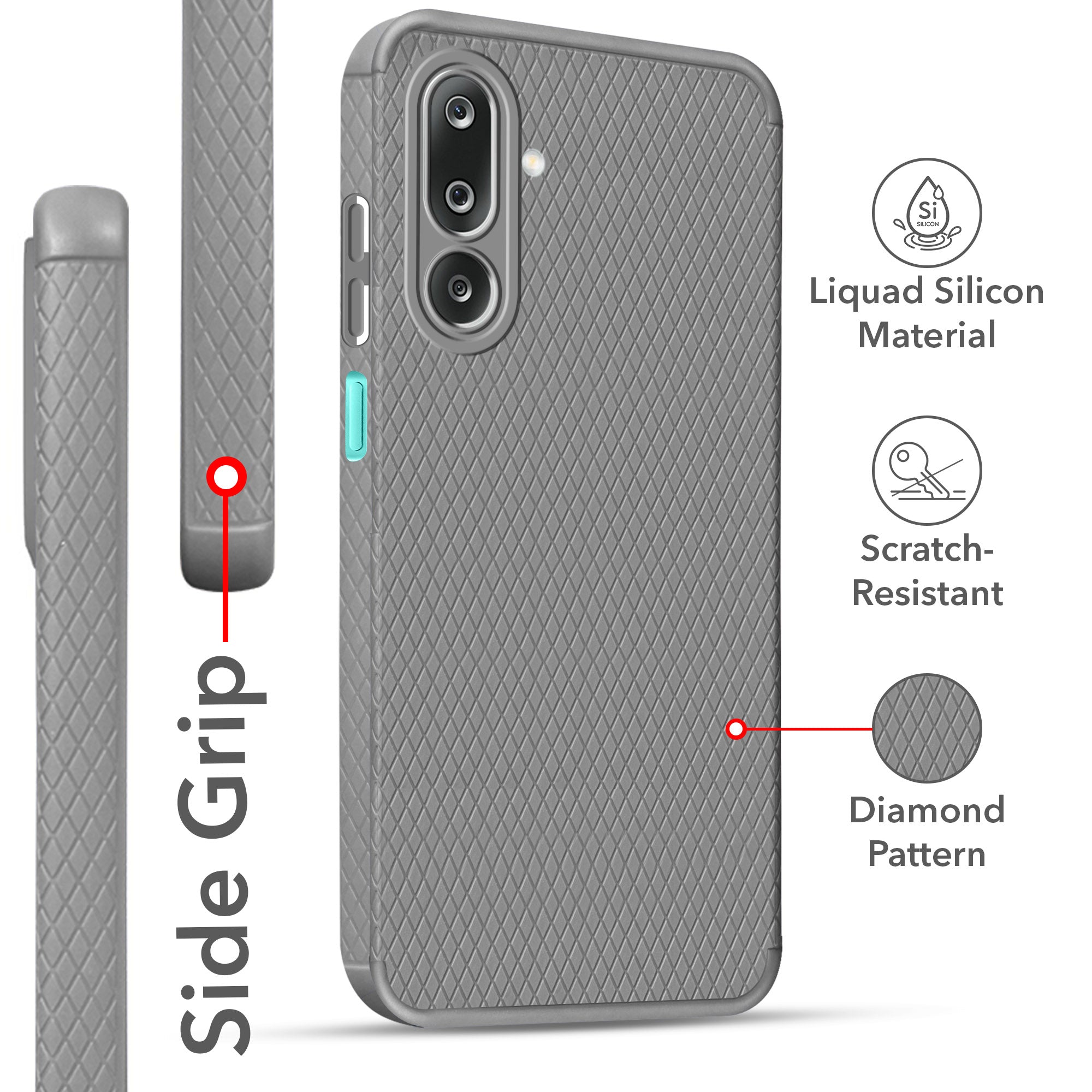 For Samsung Galaxy M36 | Samsung Galaxy F36 Back Cover Case Liquid Silicone (Camera Protection | Side Grip Texture | Soft and Flexible)