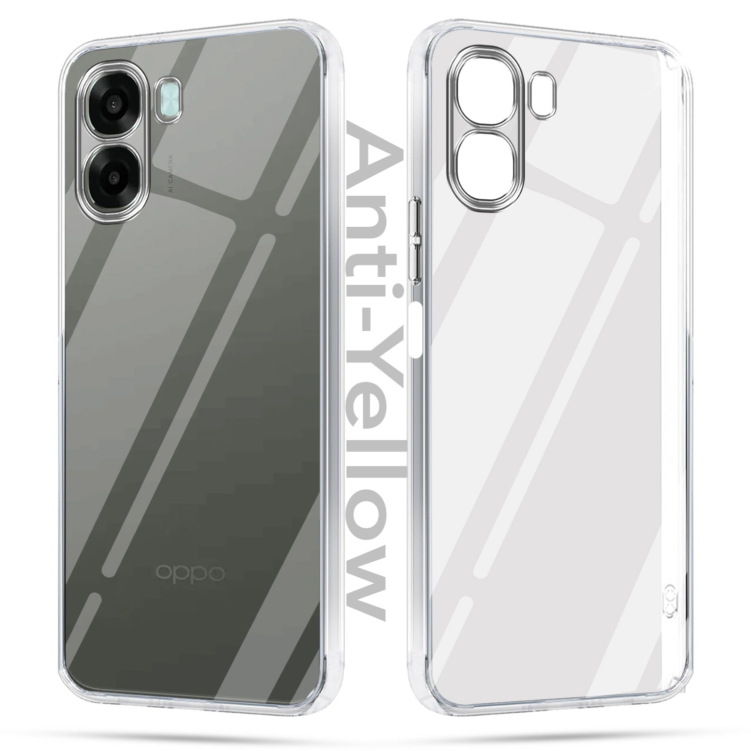 For Oppo A6X | Oppo A6S Combo with Back Cover and 9H Tempered Glass (Lifetime Anti-Yellow | Sleek Hard Crystal | Oleophobic Coating Screen Glass)