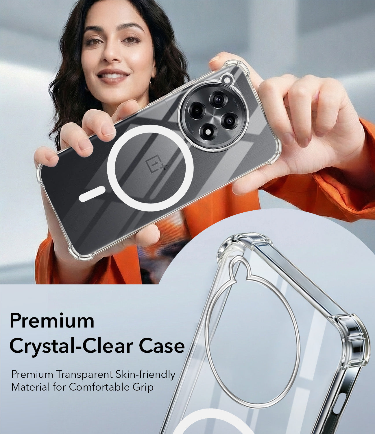 For OnePlus 12R 5G Back Cover Shockproof Crystal-Clear (Magsafe Wireless Support | Drop & Camera Protection | Hard Polycarbonate)