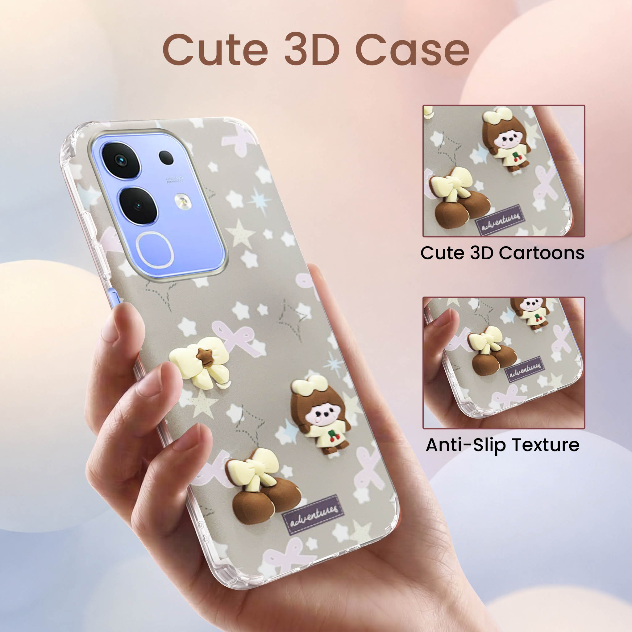 For Vivo iQOO Z10x Back Cover Case (3D Cute Cartoons | Hard Back Side Soft | Matte Premium Finish | HD Printing)