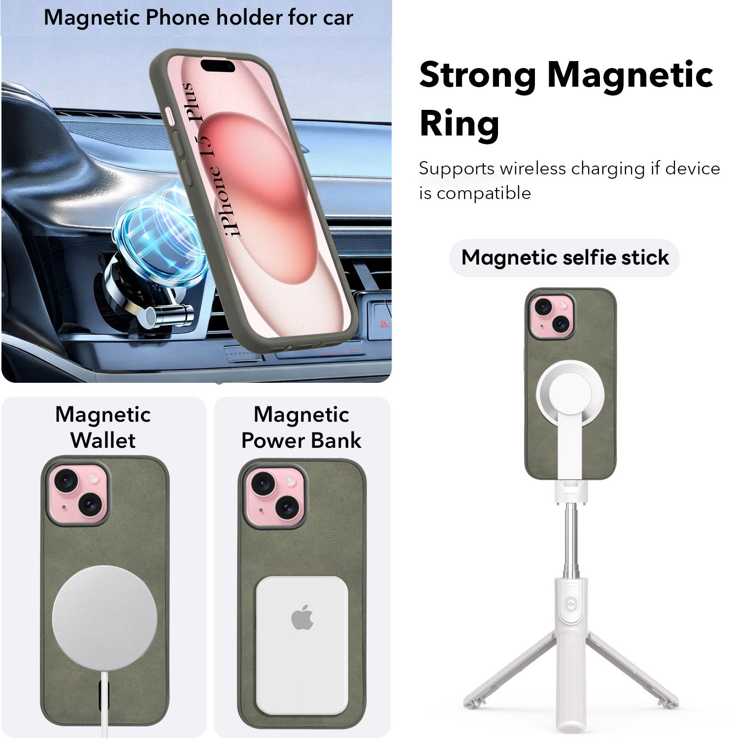 For Apple iPhone 15 Plus Back Cover Case (Sleek Leather Finish | MagSafe Compatible Wireless Charging | Camera Bump Protection)