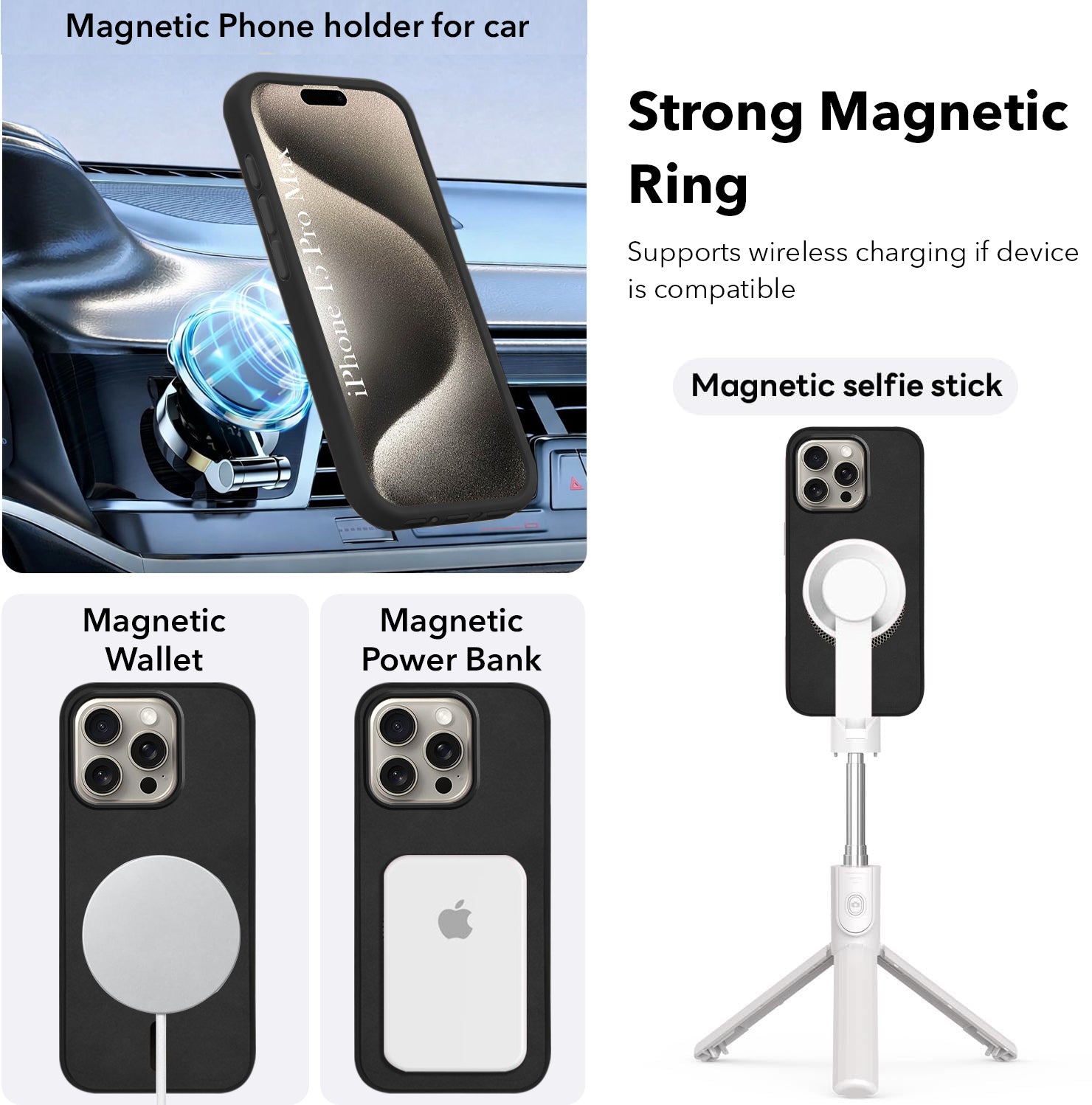 For Apple iPhone 15 Pro Max Back Cover Case (Sleek Leather Finish | MagSafe Compatible Wireless Charging | Camera Bump Protection)