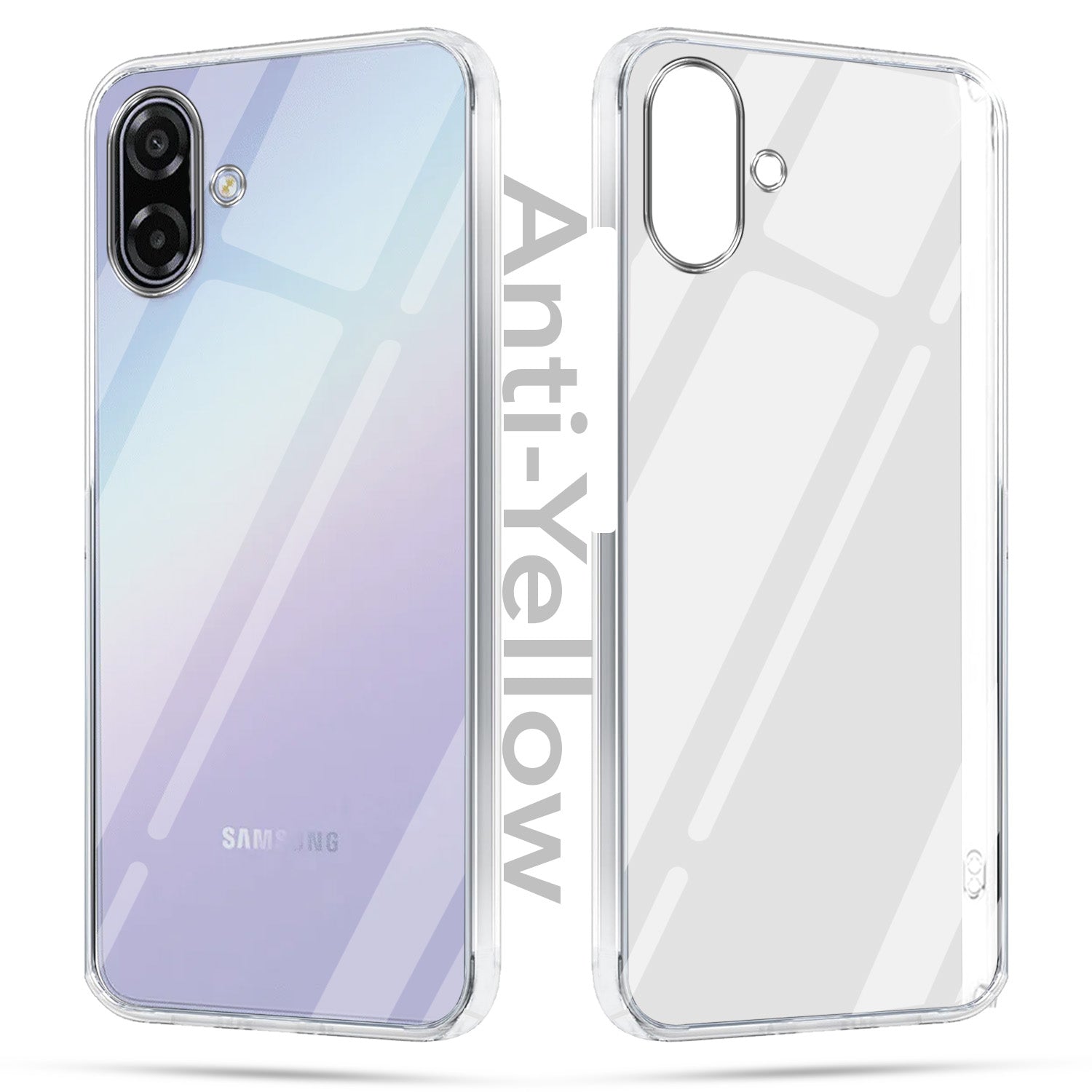 For Samsung Galaxy A07 5G | F70e 5G Combo with Back Cover and 9H Tempered Glass (Lifetime Anti-Yellow | Sleek Hard Crystal | Oleophobic Coating Screen Glass)