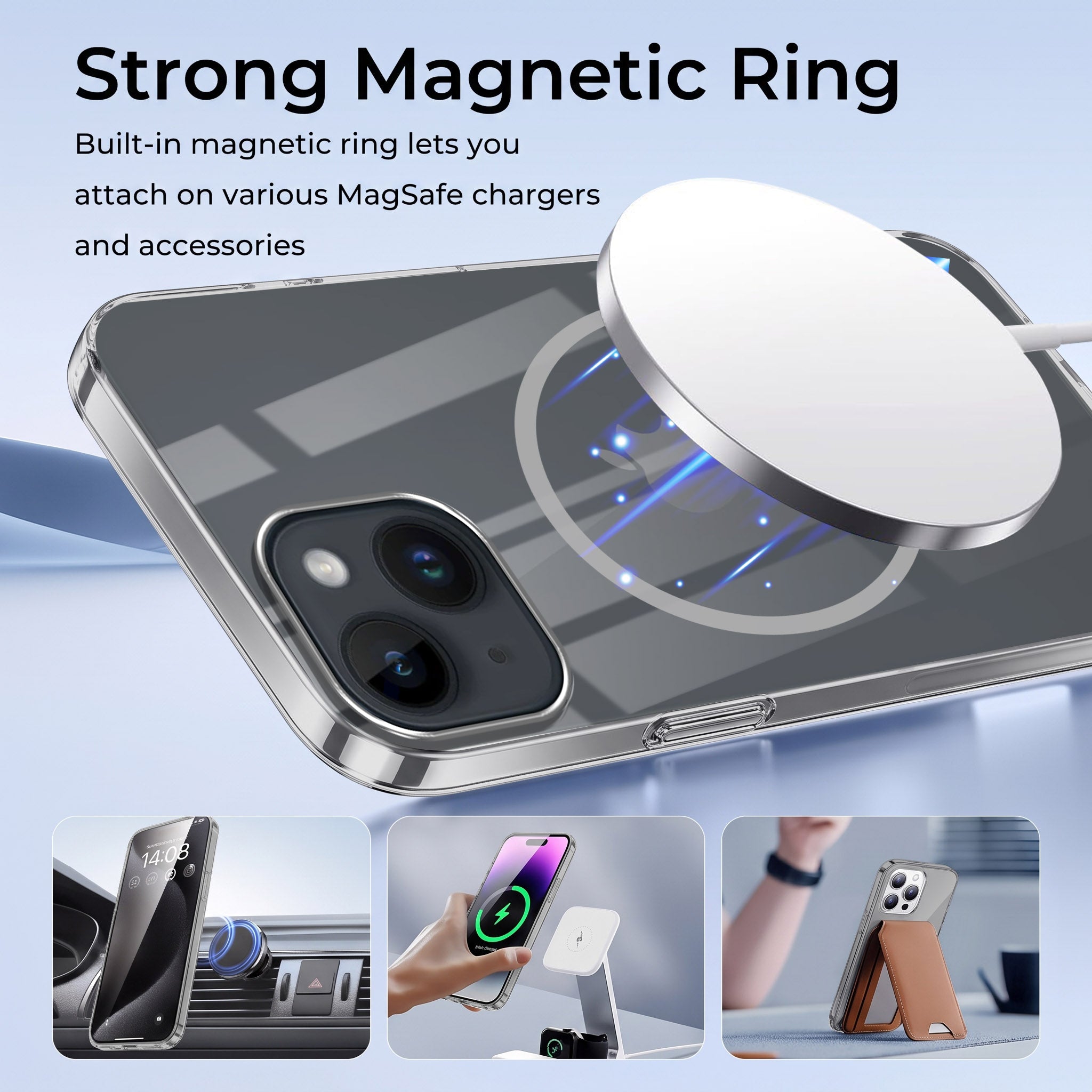 For Apple iPhone 14 Plus Back Case Cover Crystal Anti Yellow (Unbreakable PC | MagSafe Wireless Charging Support |Camera Protection Bump)
