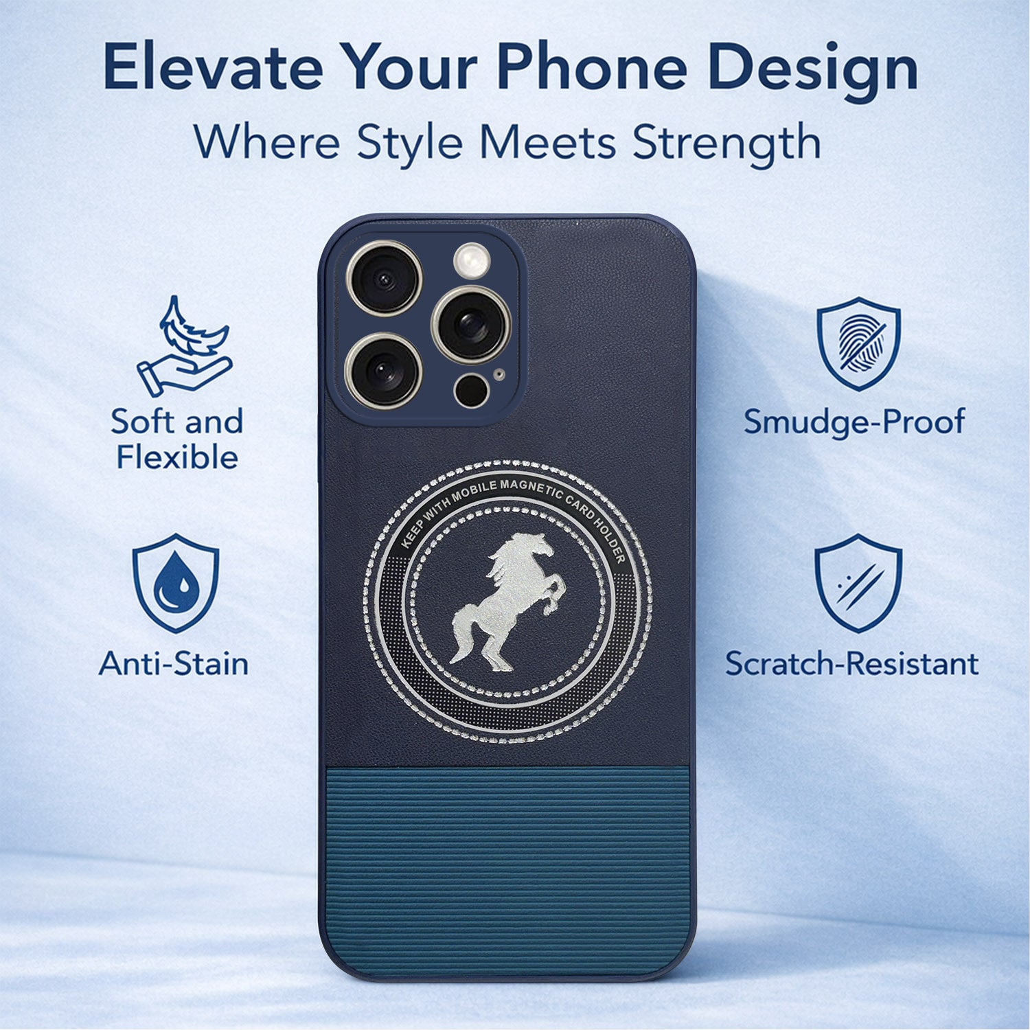For Apple iPhone 15 Pro Back Cover Case PU Leather Finish (Professional Minimalist Texture | MagSafe Compatile | Camera Protection | Sleek Sober Formal)