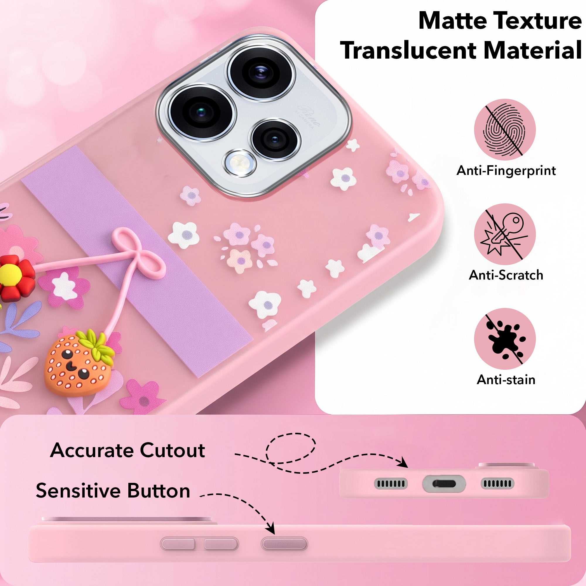 For Oppo Reno15 5G | Oppo Reno 15 5G Back Cover Case (3D Cute Cartoons | Hard Back Side Soft | Matte Premium Finish | HD Printing)