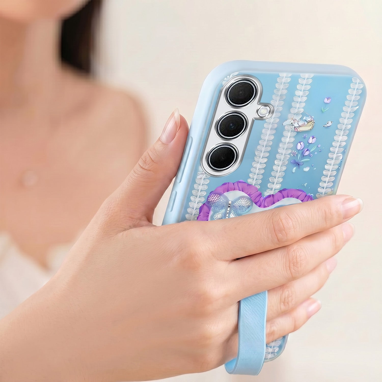 For Samsung Galaxy A35 5G Back Cover Case (3D Cute Heart Strap Holder | Camera Protection | Designer Girls Print)