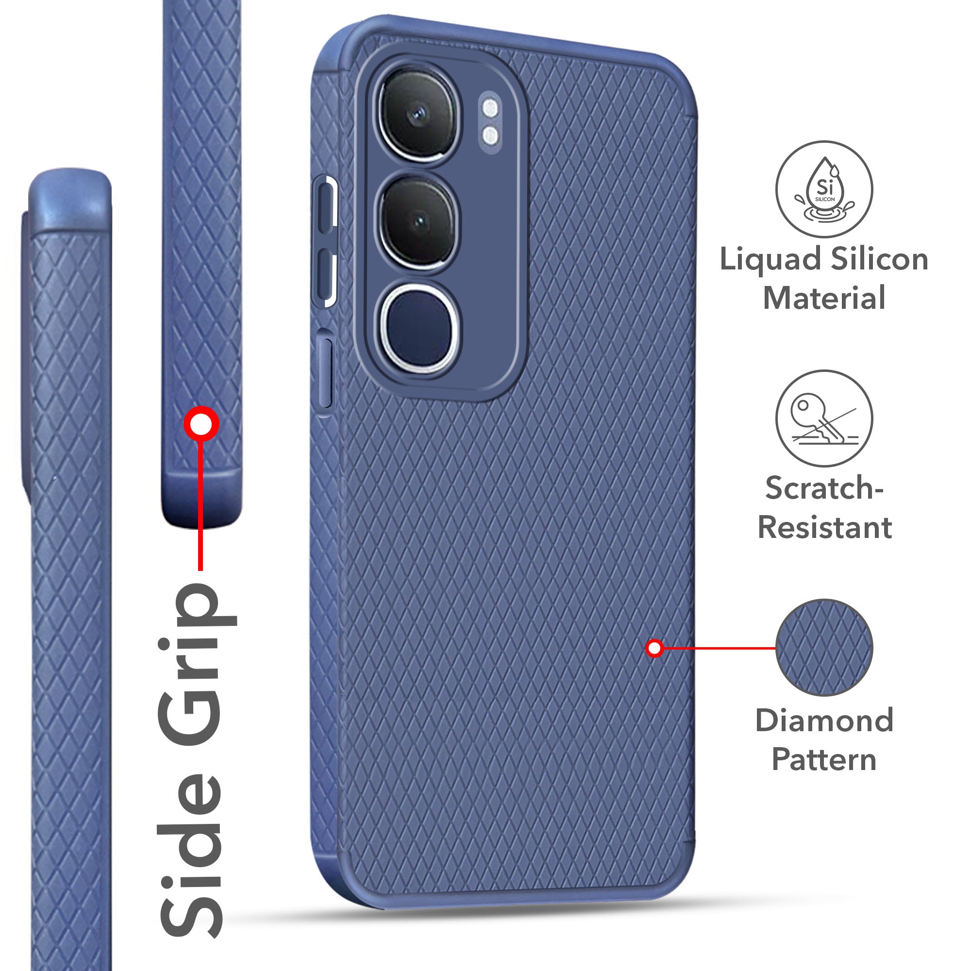 For Vivo Y29  Back Cover Case (Liquid Silicone | Side Grip | Camera Protection)