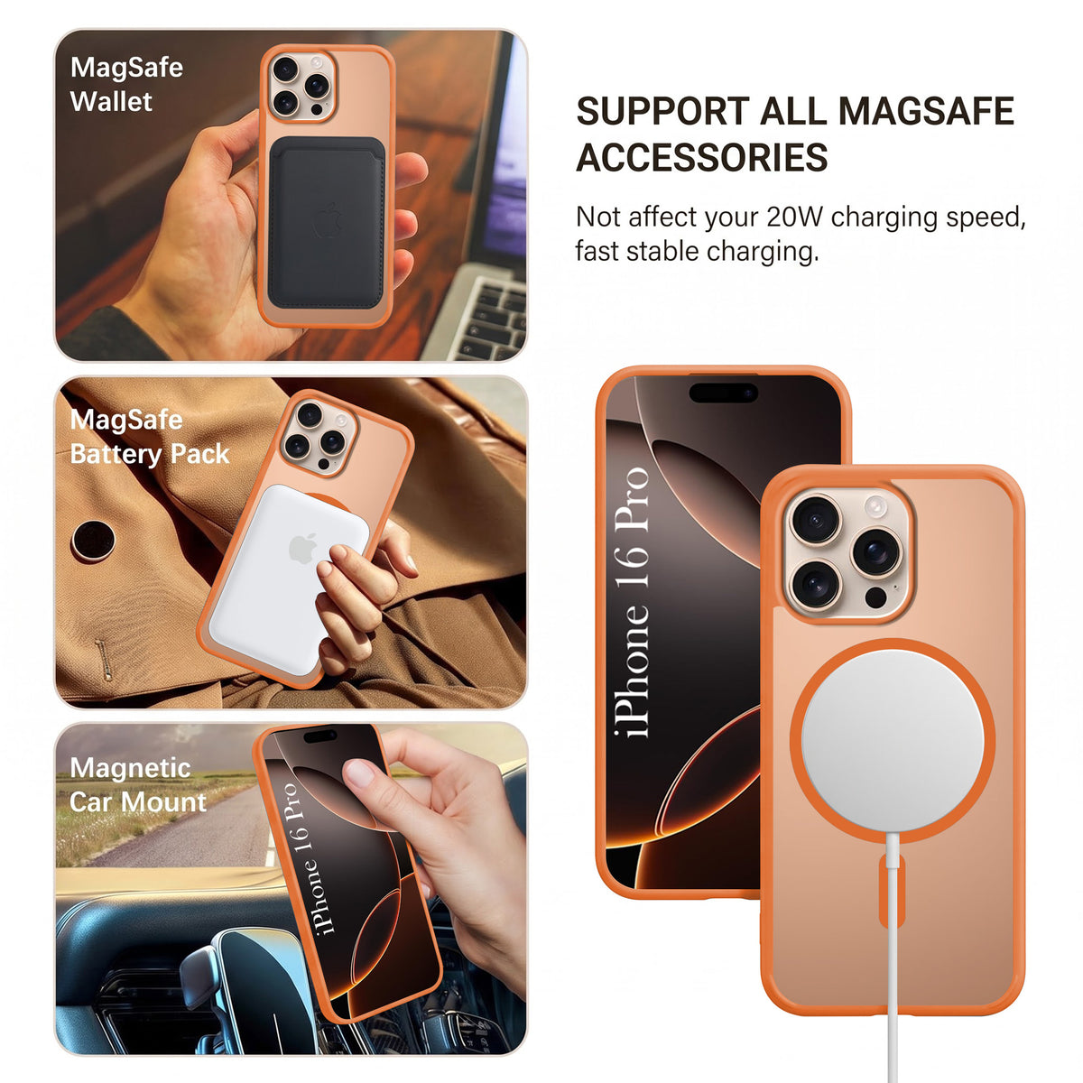 For Apple iPhone 16 Pro Matte Finish Back Case Cover (MagSafe Compatible | Translucent Soft Touch | Slim and Unbreakable)