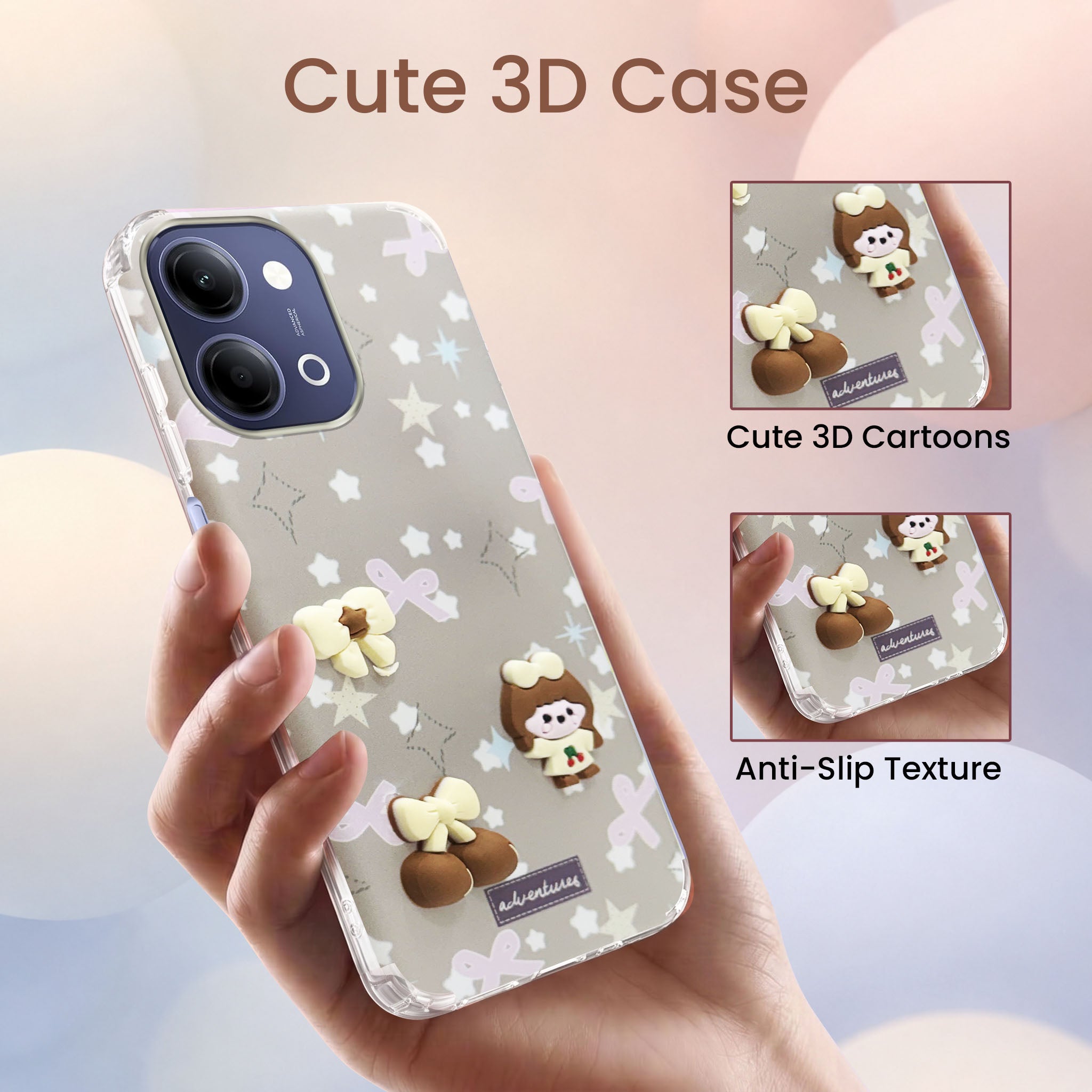 For Vivo iQOO Z11 Lite Back Cover Case (3D Cute Cartoons | Hard Back Side Soft | Matte Premium Finish | HD Printing)