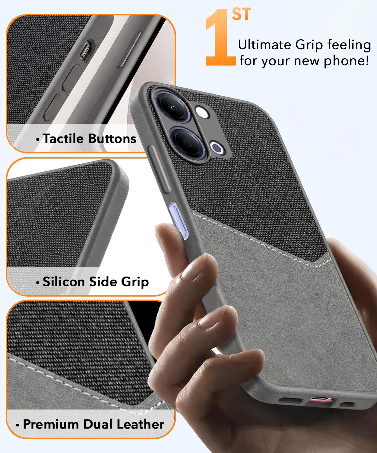 For Vivo Y05 4G Back Cover Case (Dual PU Leather Stitch | Professional Minimalist | Soft and Flexible)