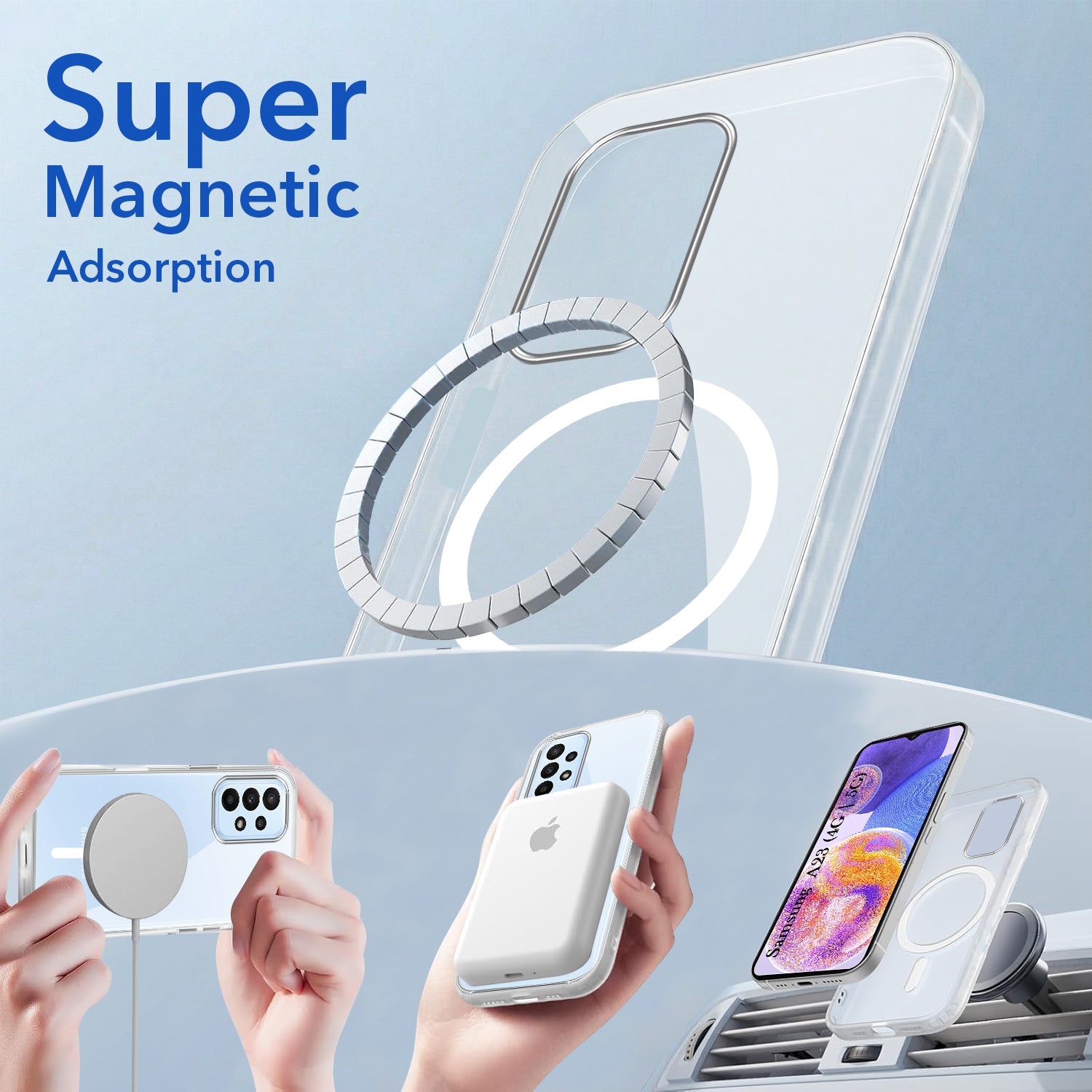 For Samsung Galaxy A23 4G Back Cover Case Lifetime Anti-Yellow MagSafe Compatible Clear | 5G (Sleek Hard Crystal | Shockproof and Camera Protection)