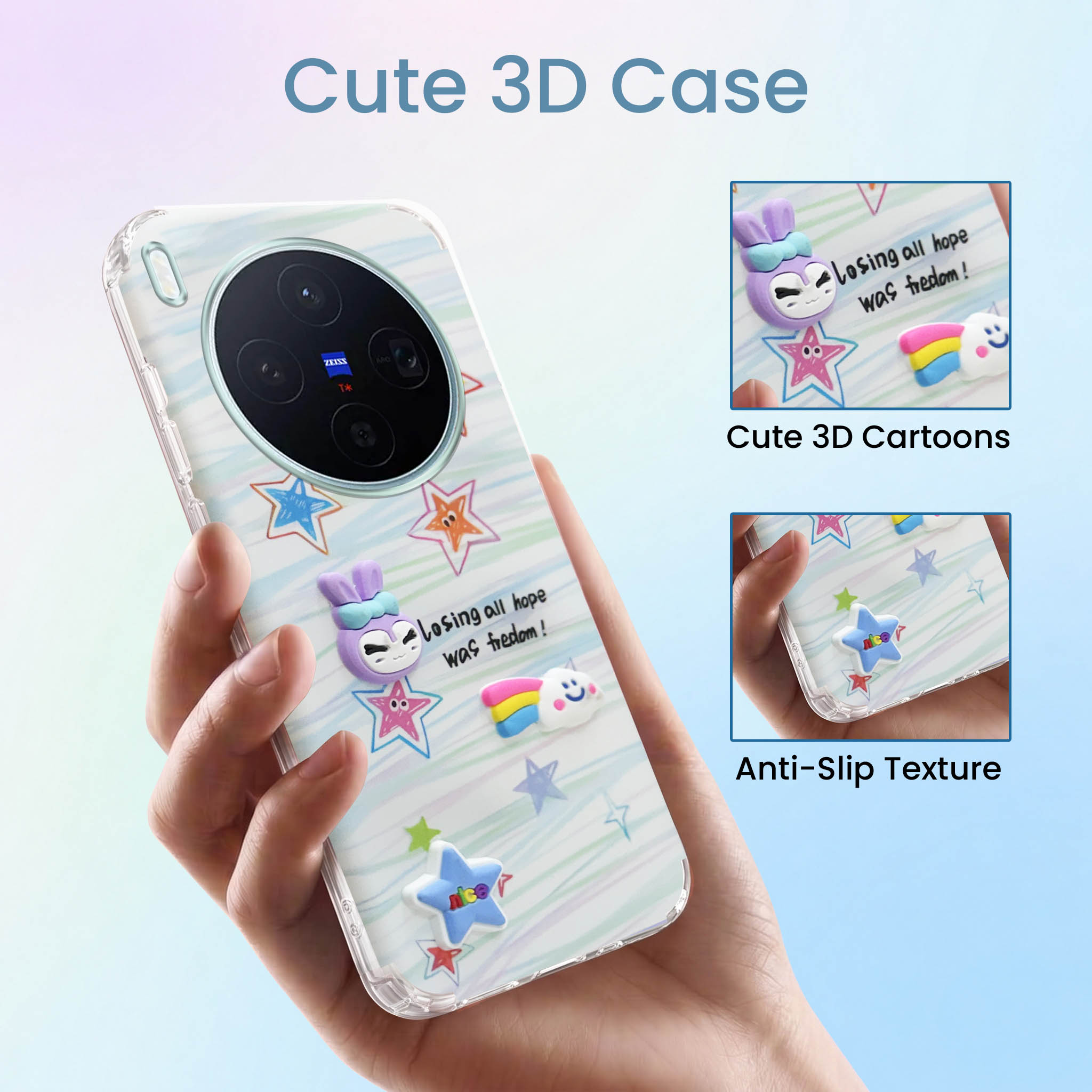 For Vivo X300 5G Back Cover Case (3D Cute Cartoons | Hard Back Side Soft | Matte Premium Finish | HD Printing)