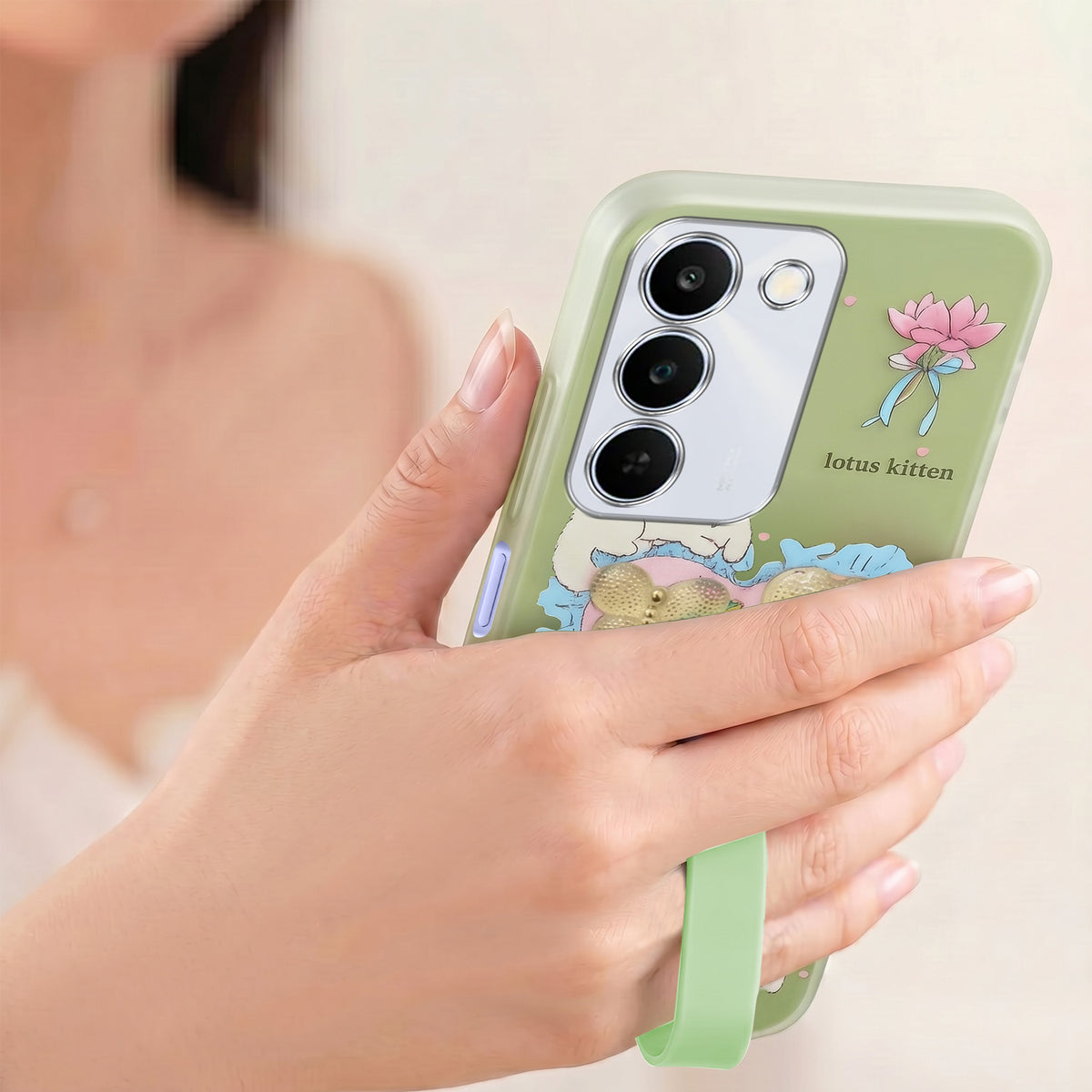 For Realme P4 Lite 5G | Narzo 100 Lite 5G Back Cover Case (3D Cute Heart Strap Holder | Camera Protection | Designer Girls Print)
