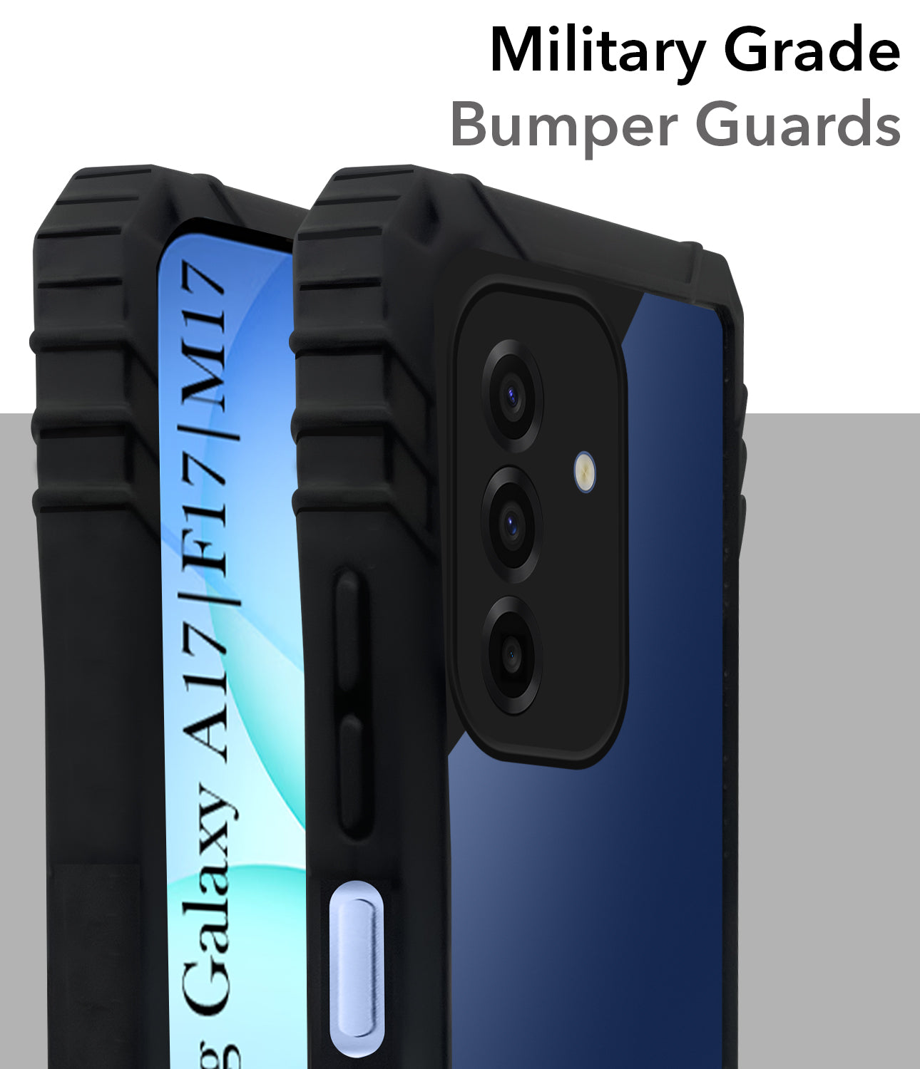 For Samsung Galaxy A17 | Samsung F17 | Samsung M17 5G Back Cover Case Crystal (Ultimate Shockproof Bumpers | Anti Yellow | Rugged Armor | Hybrid PC | Black)
