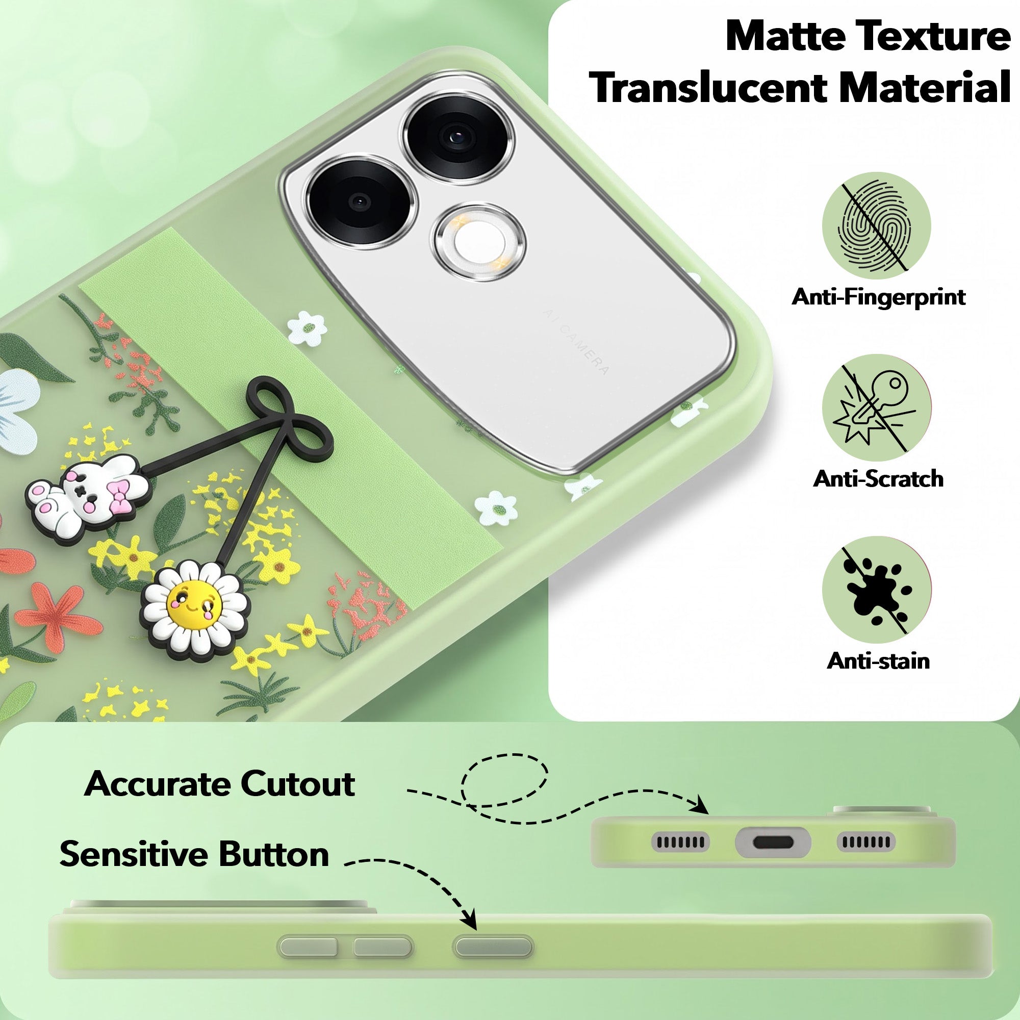 For Oppo F33 Pro 5G Back Cover Case (3D Cute Cartoons | Hard Back Side Soft | Matte Premium Finish | HD Printing)