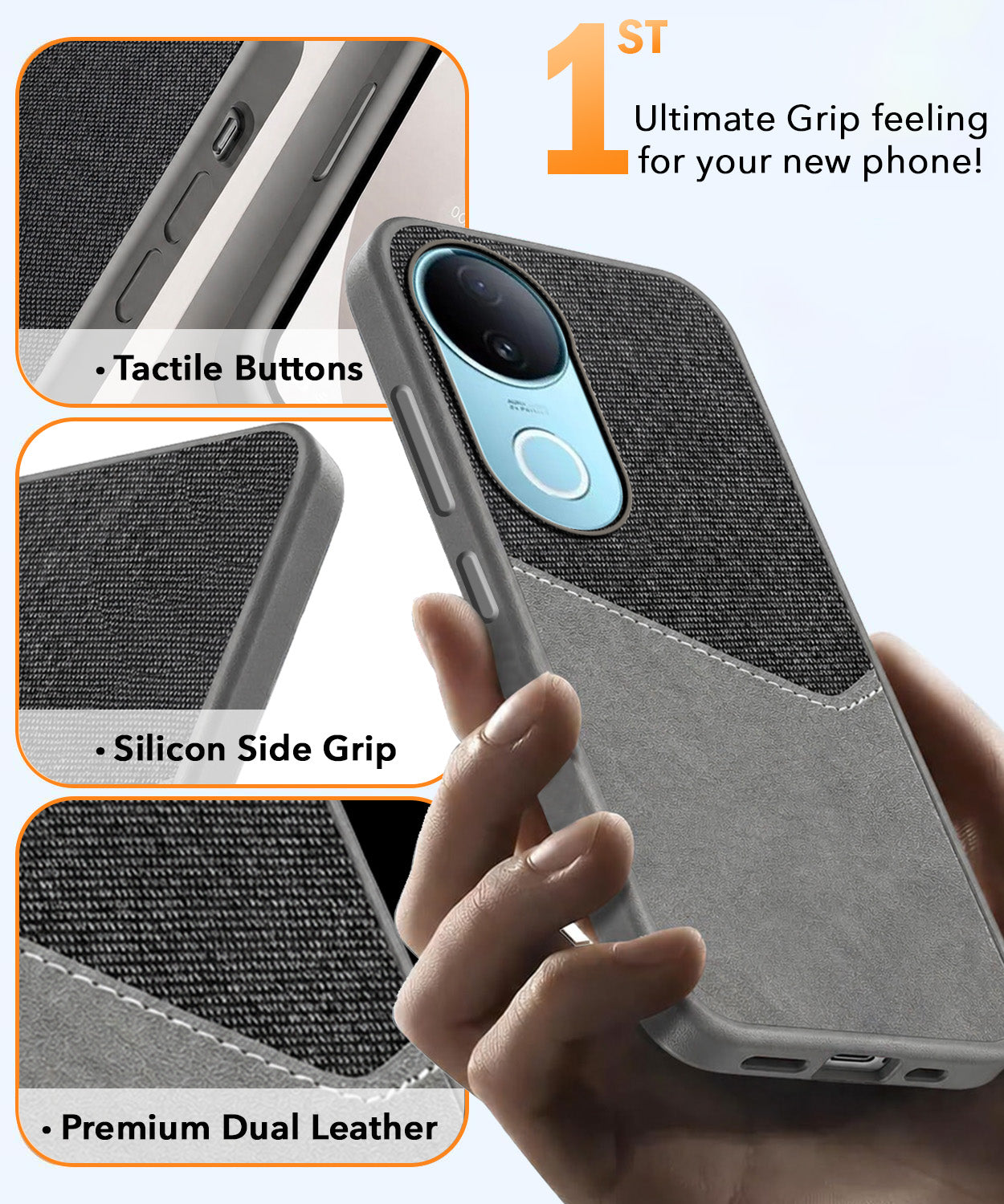 For Vivo iQOO Z10R Back Cover Case (Dual PU Leather Stitch | Professional Minimalist | Soft and Flexible)