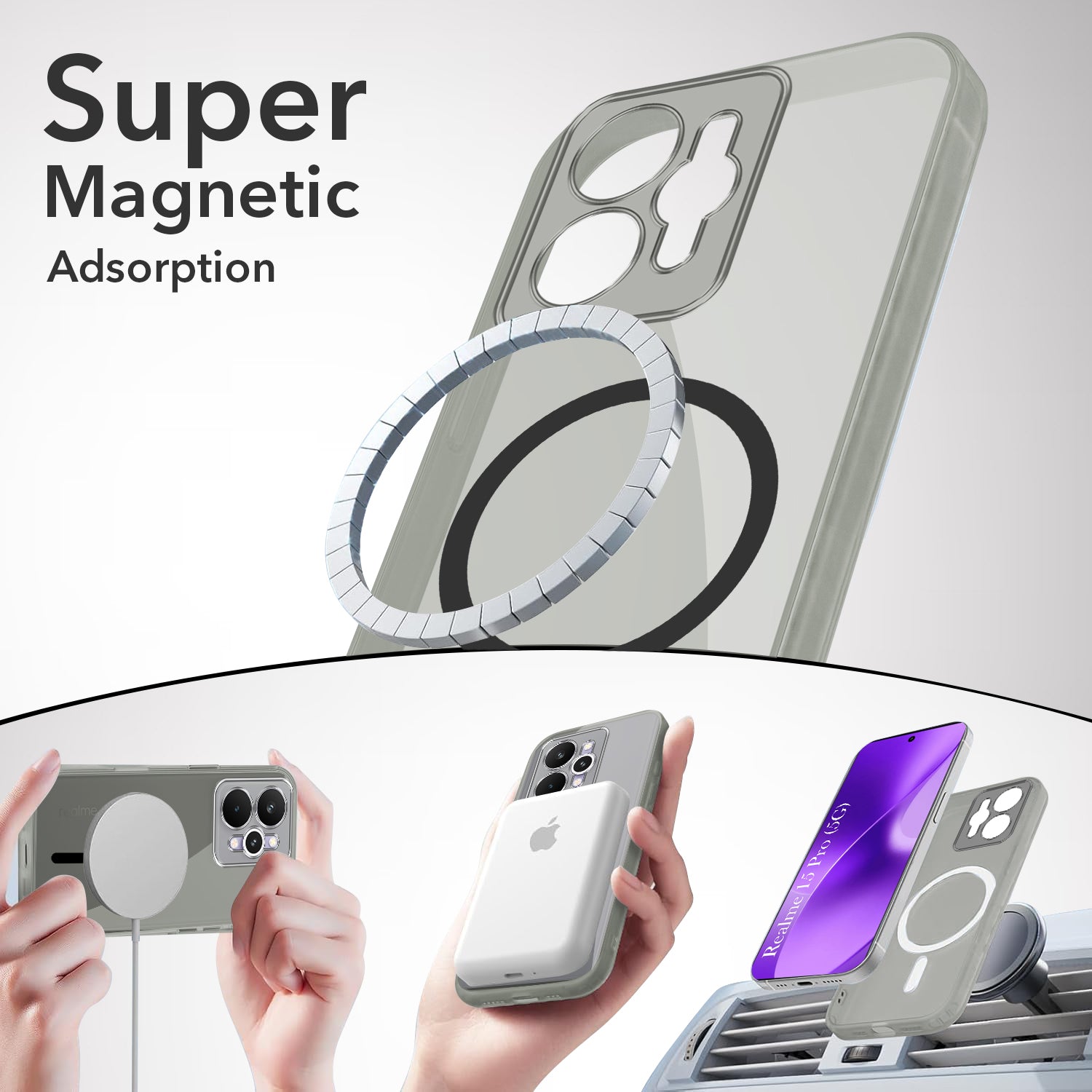 For Realme 15 Pro Back Cover Case Lifetime Anti-Yellow MagSafe Compatible Clear (Sleek Hard Crystal | Shockproof and Camera Protection)