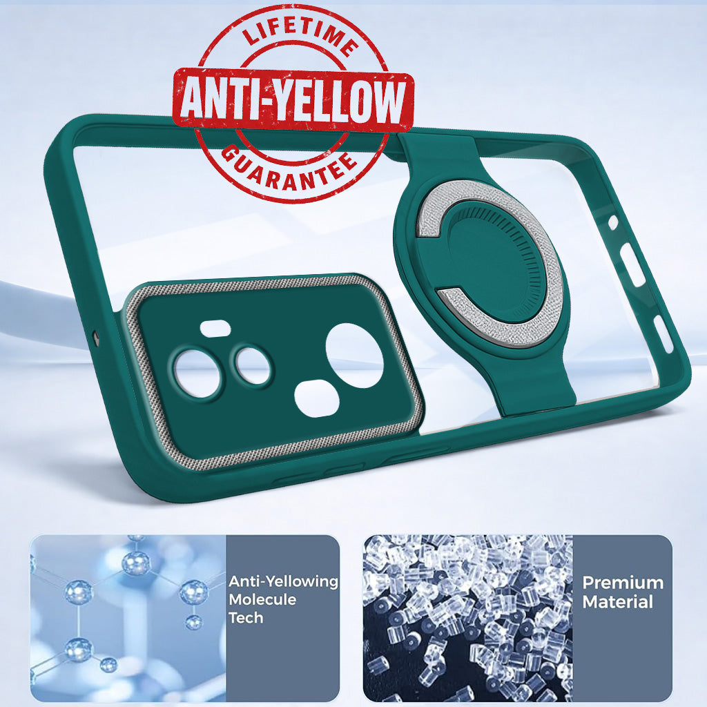 For Vivo T4 Ultra Back Cover Case with stand (Built-in Ring Holder Kickstand | Lifetime Anti Yellow | Camera Protection)