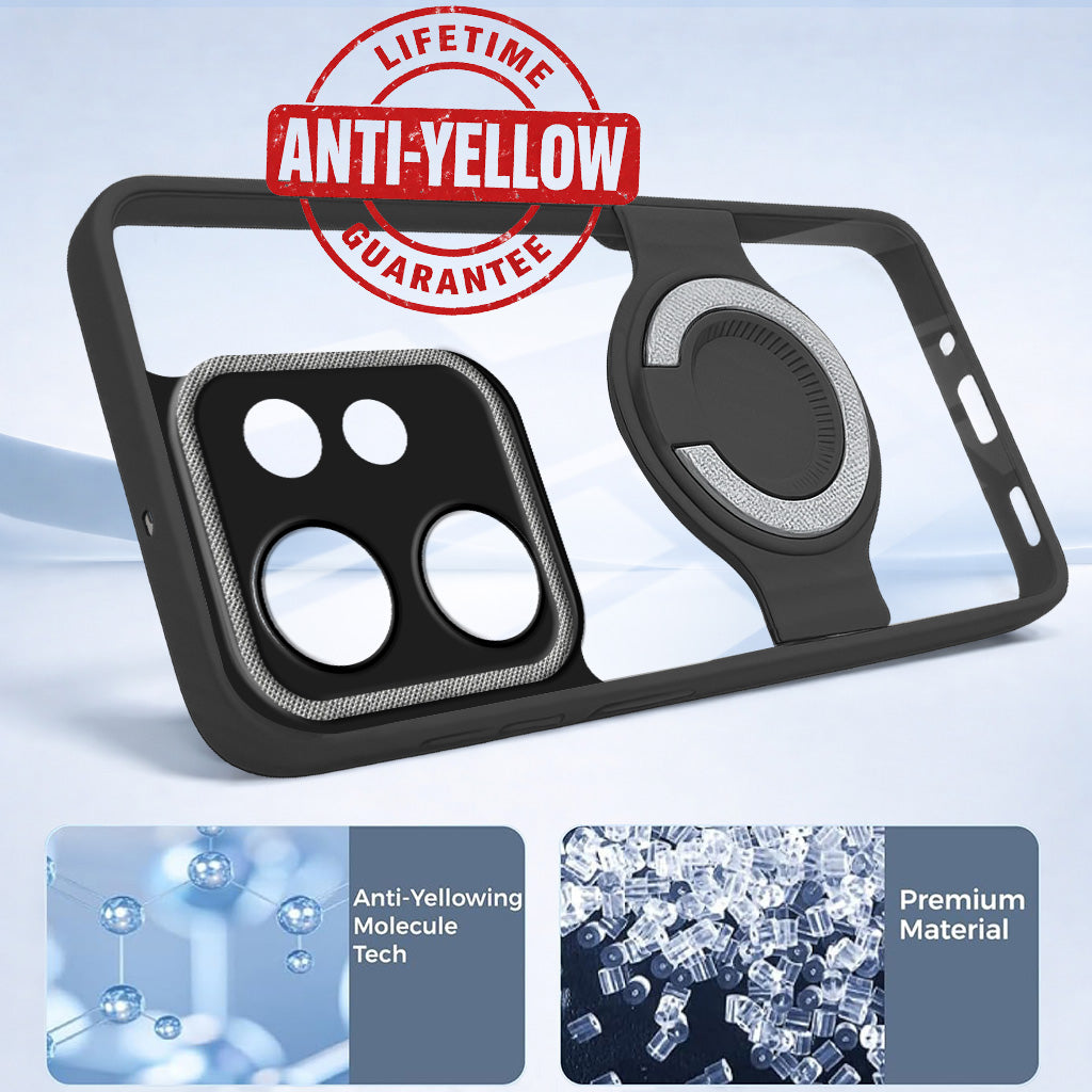 For Vivo X200 FE Back Cover Case with stand (Built-in Ring Holder Kickstand | Lifetime Anti Yellow | Camera Protection)