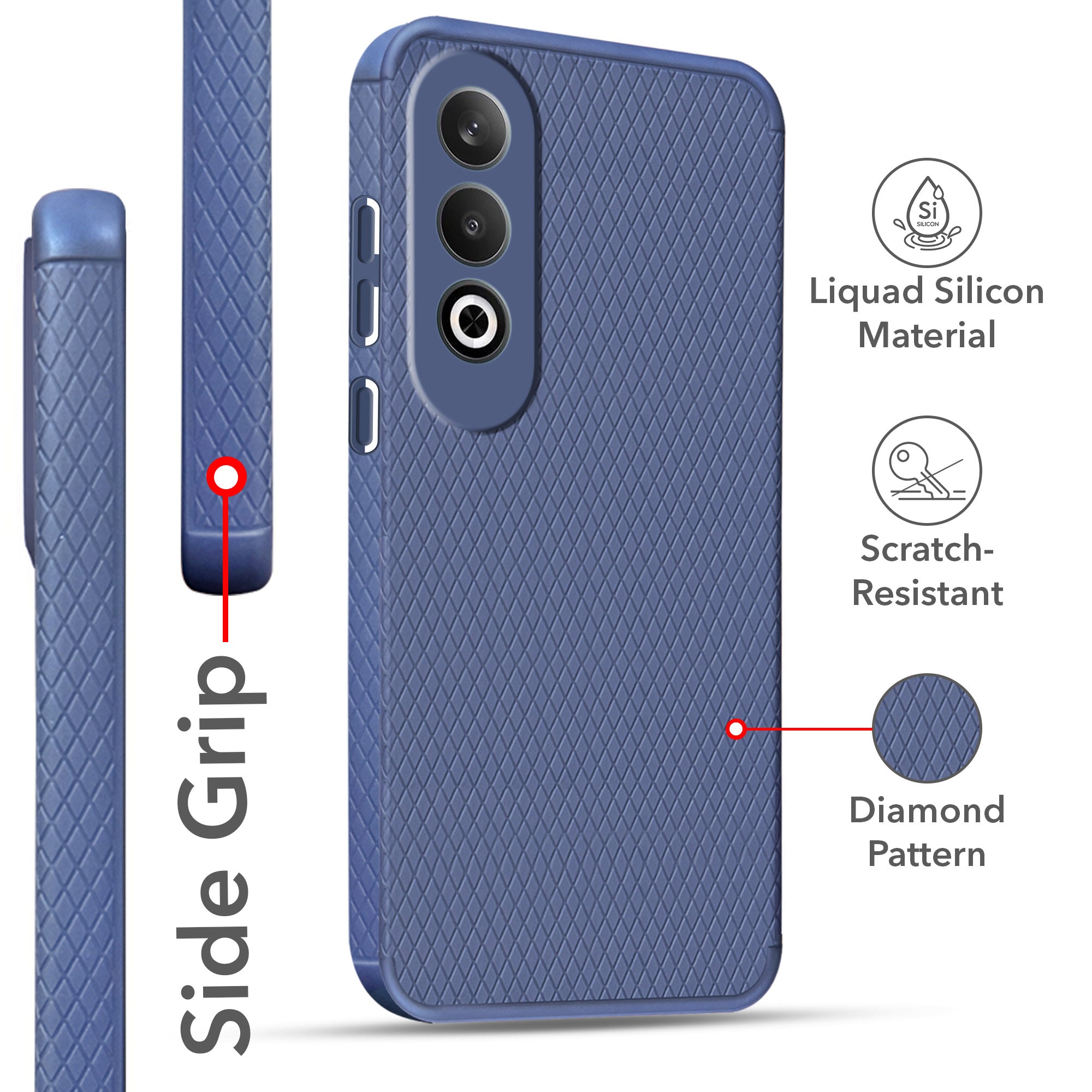 For Oneplus Nord CE 4 Back Cover Case (Liquid Silicone | Side Grip | Camera Protection)