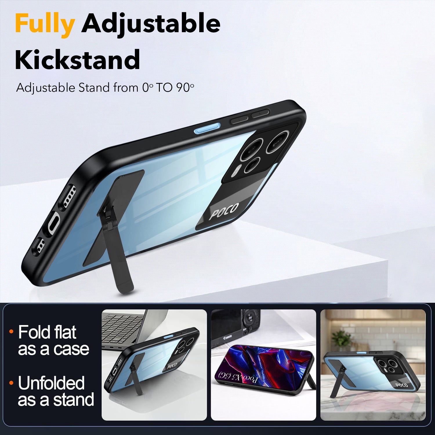 For Xiaomi Poco X5 5G Back Cover Case (Built-in Stand | Lifetime Anti Yellow | Kickstand Shockproof | Camera Protection | MagSafe Compatible)