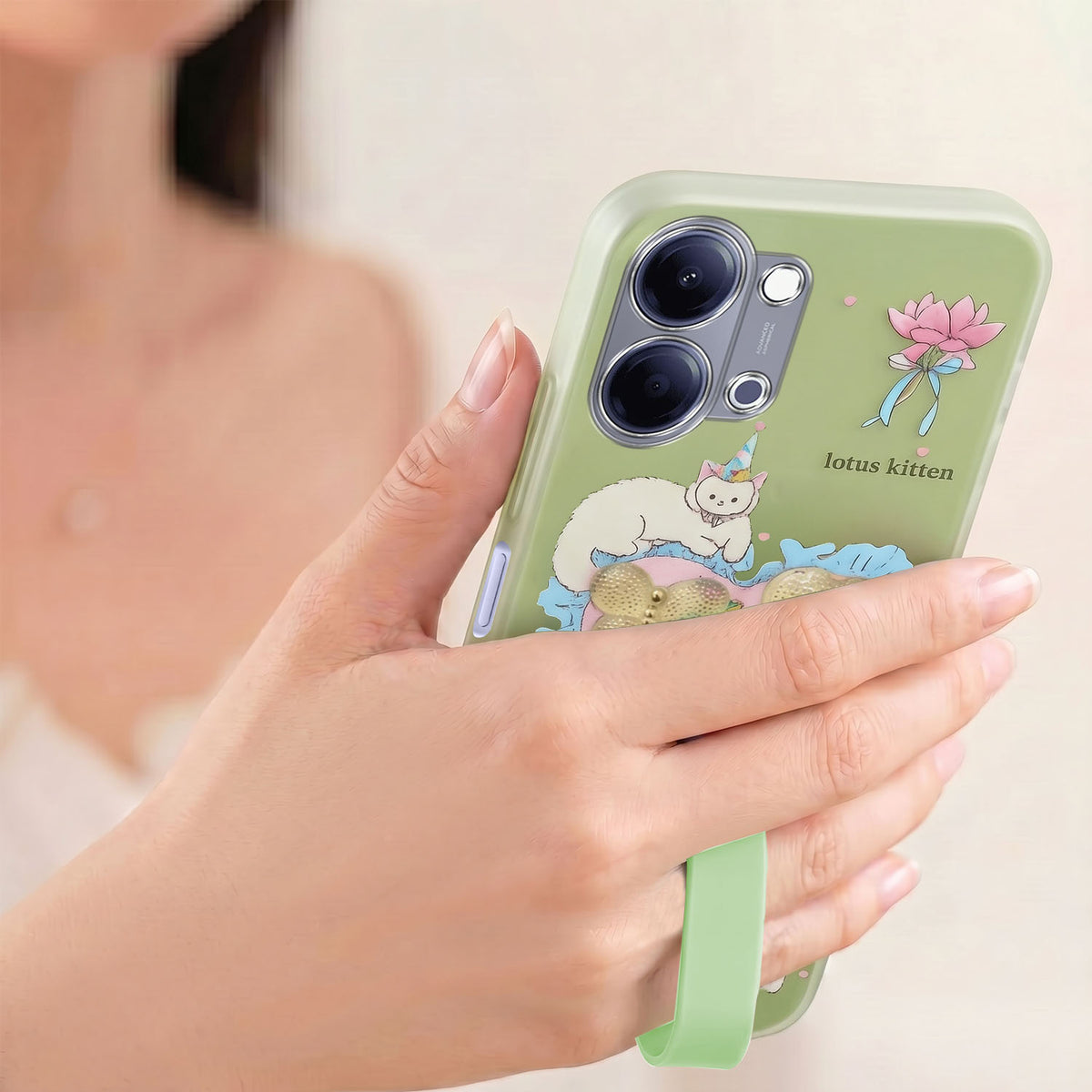 For Vivo Y05 (4G) | Vivo T5 Lite (5G) Back Cover Case (3D Cute Heart Strap Holder | Camera Protection | Designer Girls Print)
