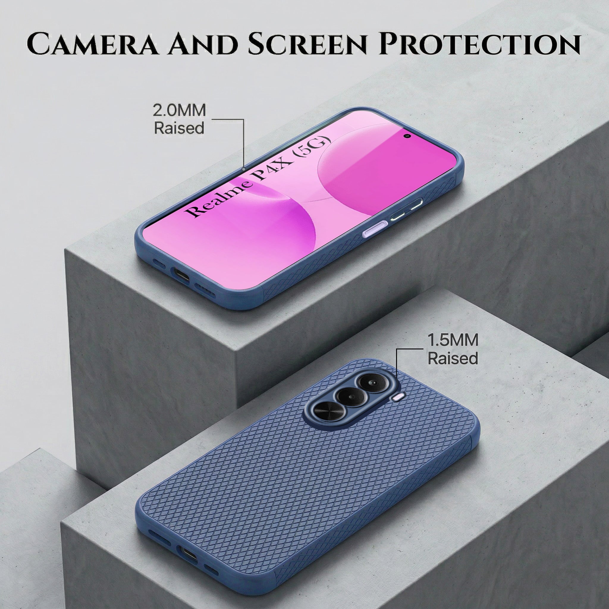 For Realme P4x Combo with Back Cover and 9H Tempered Glass (Liquid Silicone | Camera Protection | Oleophobic Coating Screen Glass)