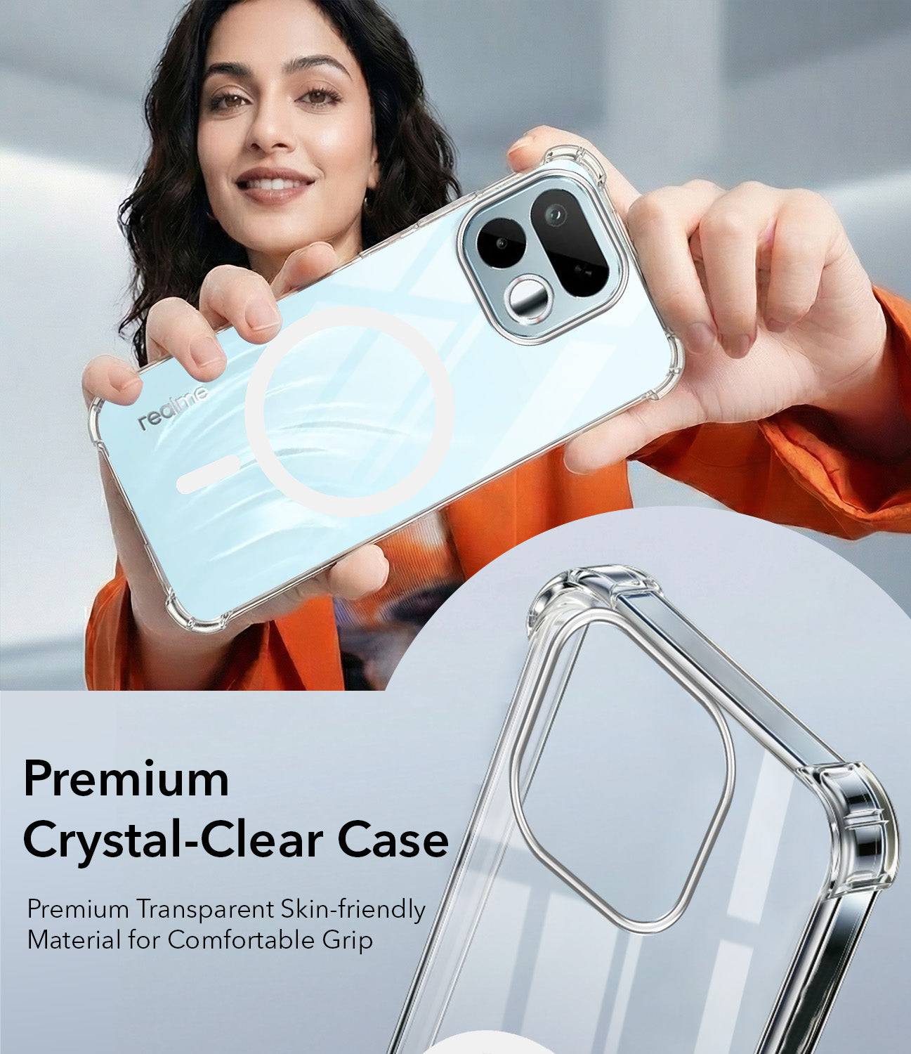 For Realme 16T 5G Back Cover Shockproof Crystal-Clear (Magsafe Wireless Support | Drop & Camera Protection | Hard Polycarbonate)