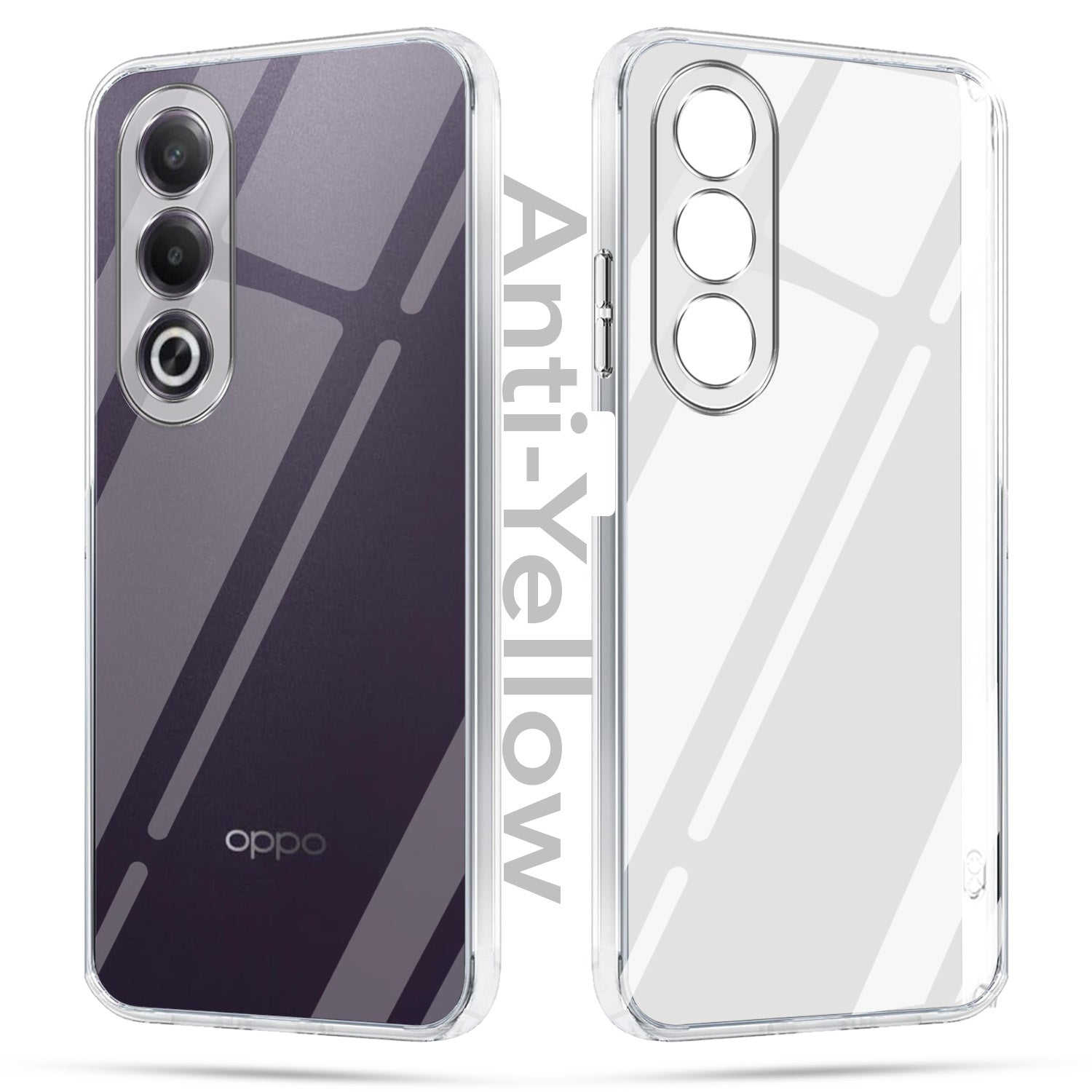 For Oppo K12x 5G Combo with Back Cover and 9H Tempered Glass (Lifetime Anti-Yellow | Sleek Hard Crystal | Oleophobic Coating Screen Glass)