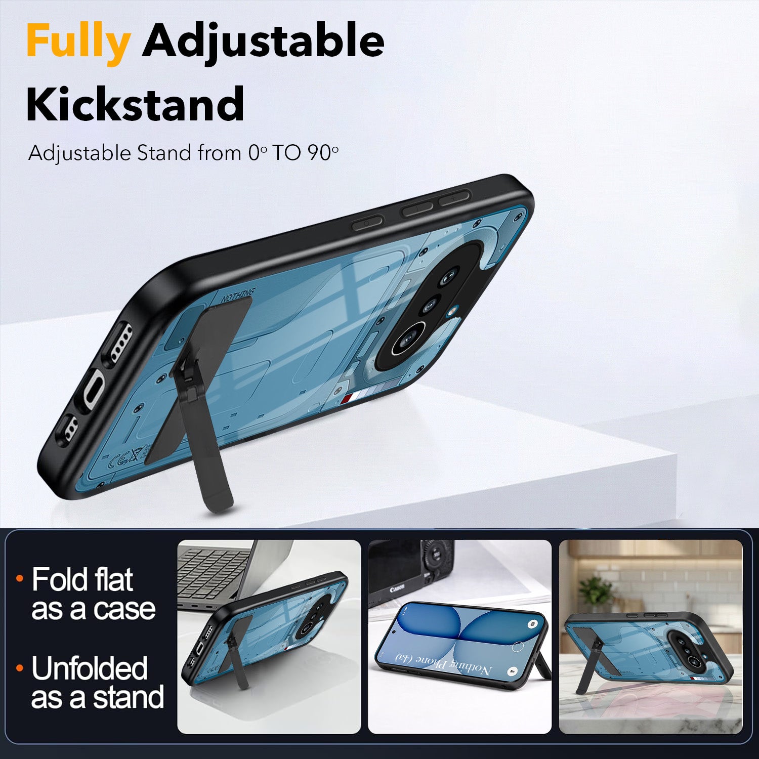 For Nothing Phone 4A 5G Back Cover Case (Built-in Stand | Lifetime Anti Yellow | Kickstand Shockproof | Camera Protection | MagSafe Compatible)
