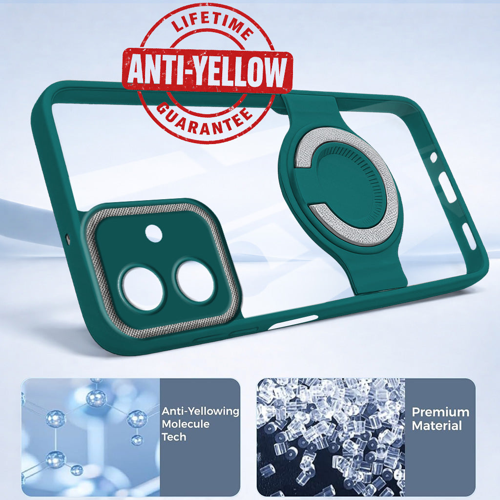 For Samsung Galaxy M07 | Samsung Galaxy F07 Back Cover Case with stand (Built-in Ring Holder Kickstand | Lifetime Anti Yellow | Camera Protection)