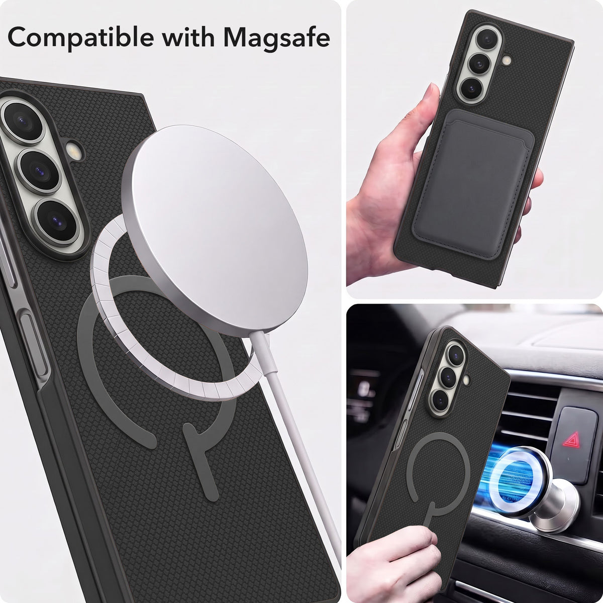For Samsung Galaxy Z Fold 7 Premium Magnetic Back Cover Case (MagSafe Compatible | 180° Folding Design | Soft Microfiber Inner Lining | Textured Blue Finish)