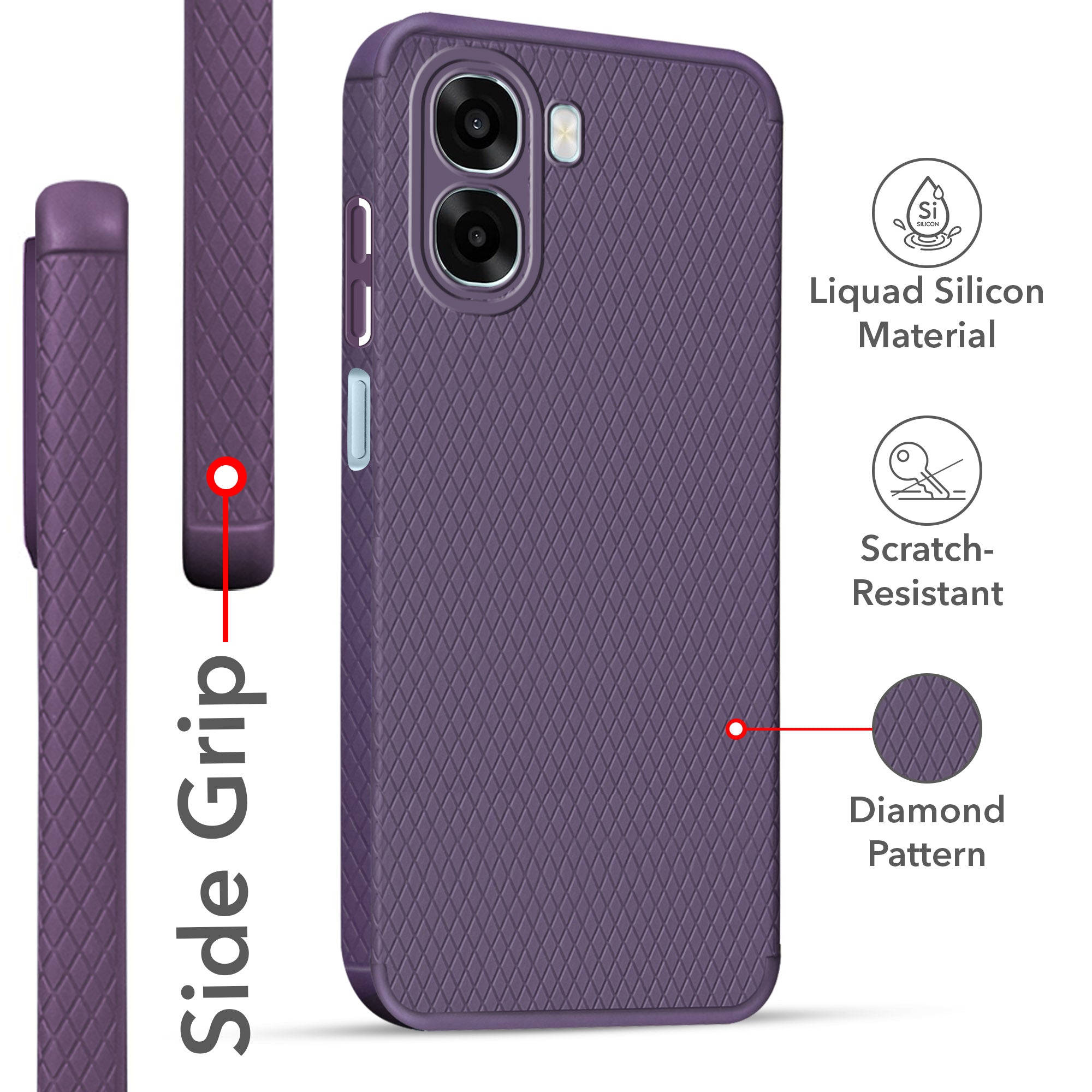 For Oppo K14x 5G Back Cover Case Liquid Silicone (Camera Protection | Side Grip Texture | Soft and Flexible)
