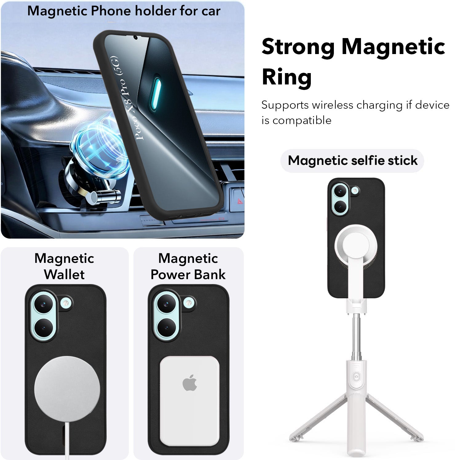 For Poco X8 Pro Back Cover Case Leather Finish (MagSafe Compatible Wireless Charging | Soft Touch | Camera Bump Protection)