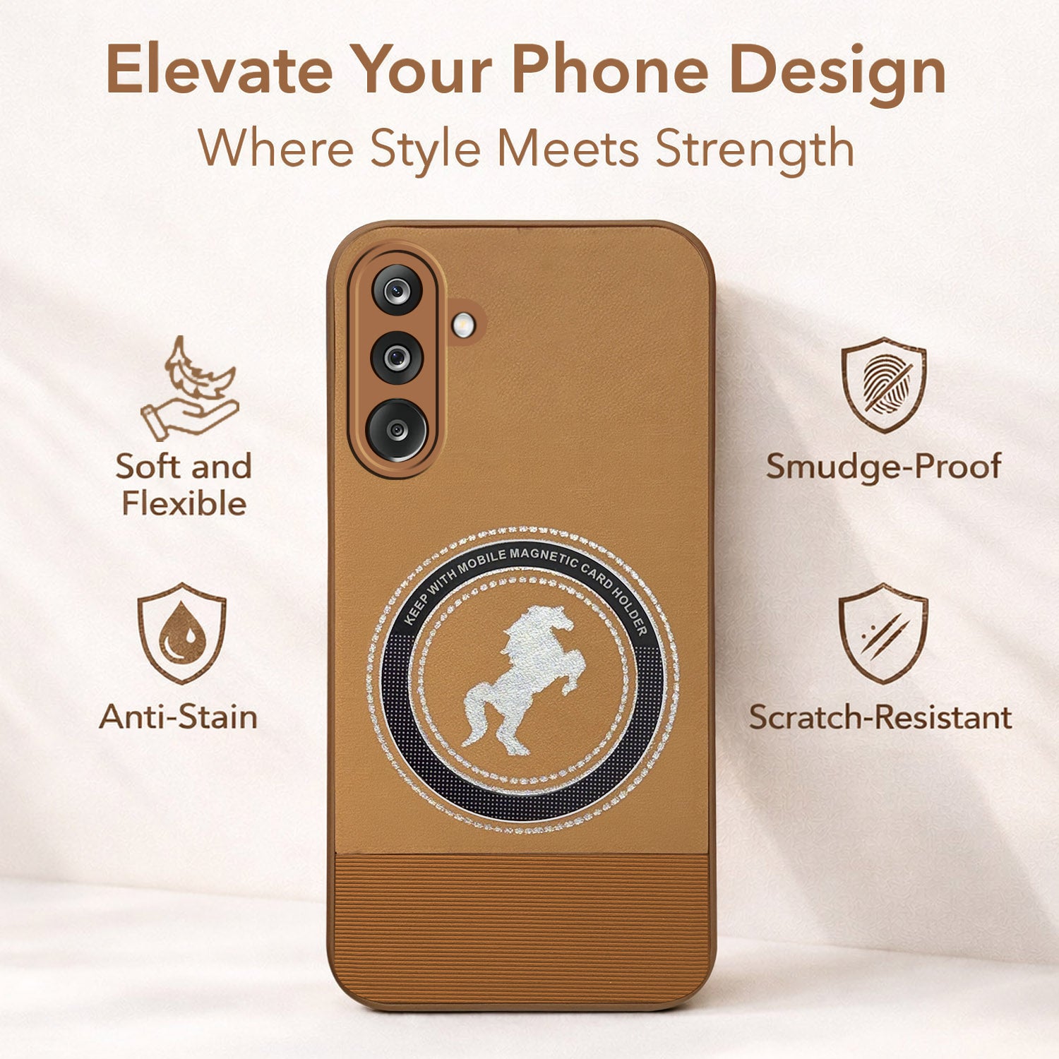For  Samsung Galaxy M36 | Samsung Galaxy F36 Back Cover Case PU Leather Finish  (Professional Minimalist Texture | MagSafe Compatile | Camera Protection | Sleek Sober Formal)