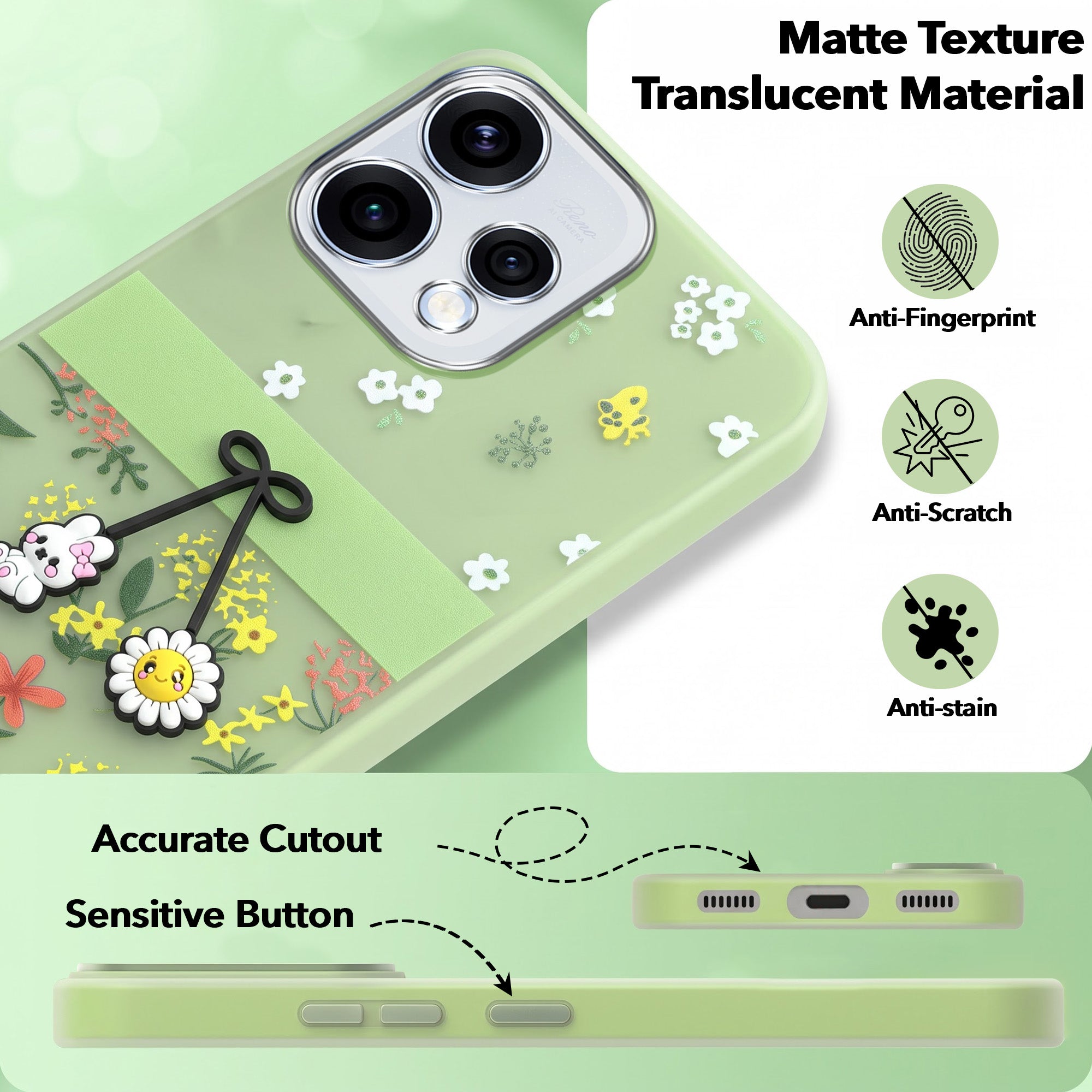 For Oppo Reno15 5G | Oppo Reno 15 5G Back Cover Case (3D Cute Cartoons | Hard Back Side Soft | Matte Premium Finish | HD Printing)