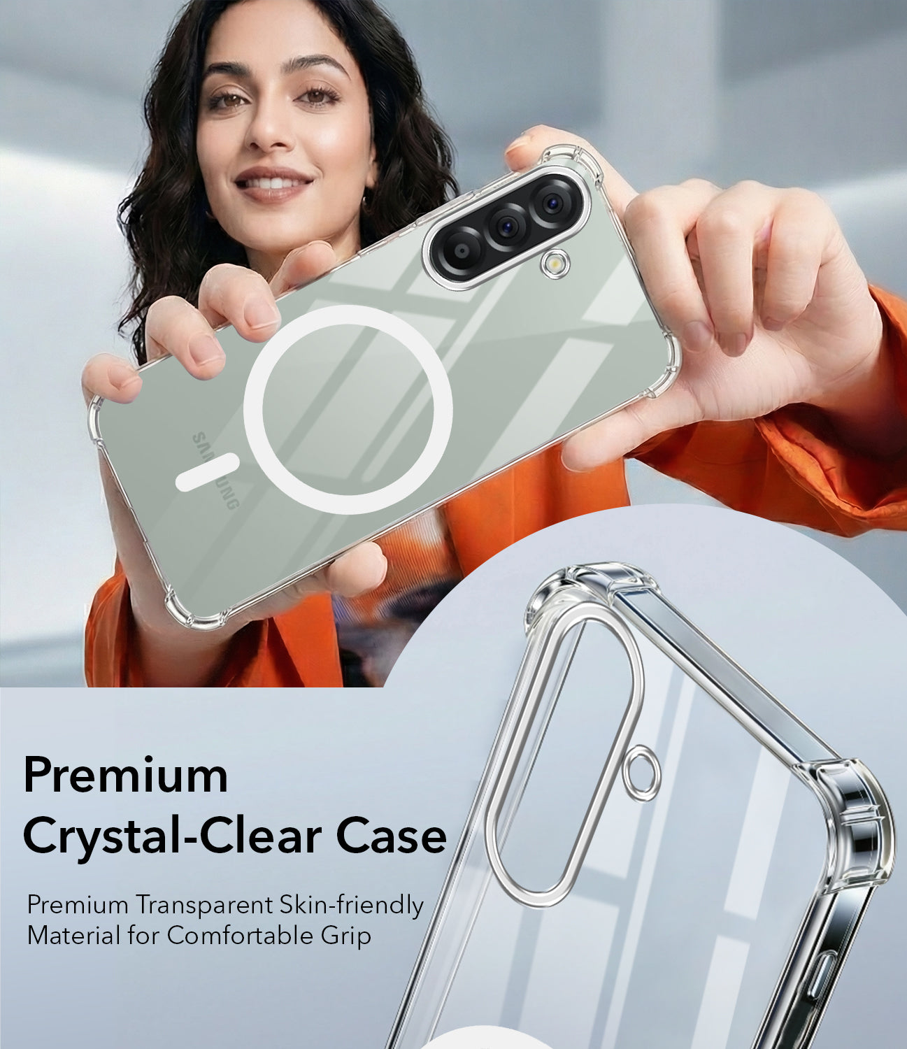 For Samsung Galaxy A56 Back Cover Shockproof Crystal-Clear (Magsafe Wireless Support | Drop & Camera Protection | Hard Polycarbonate)